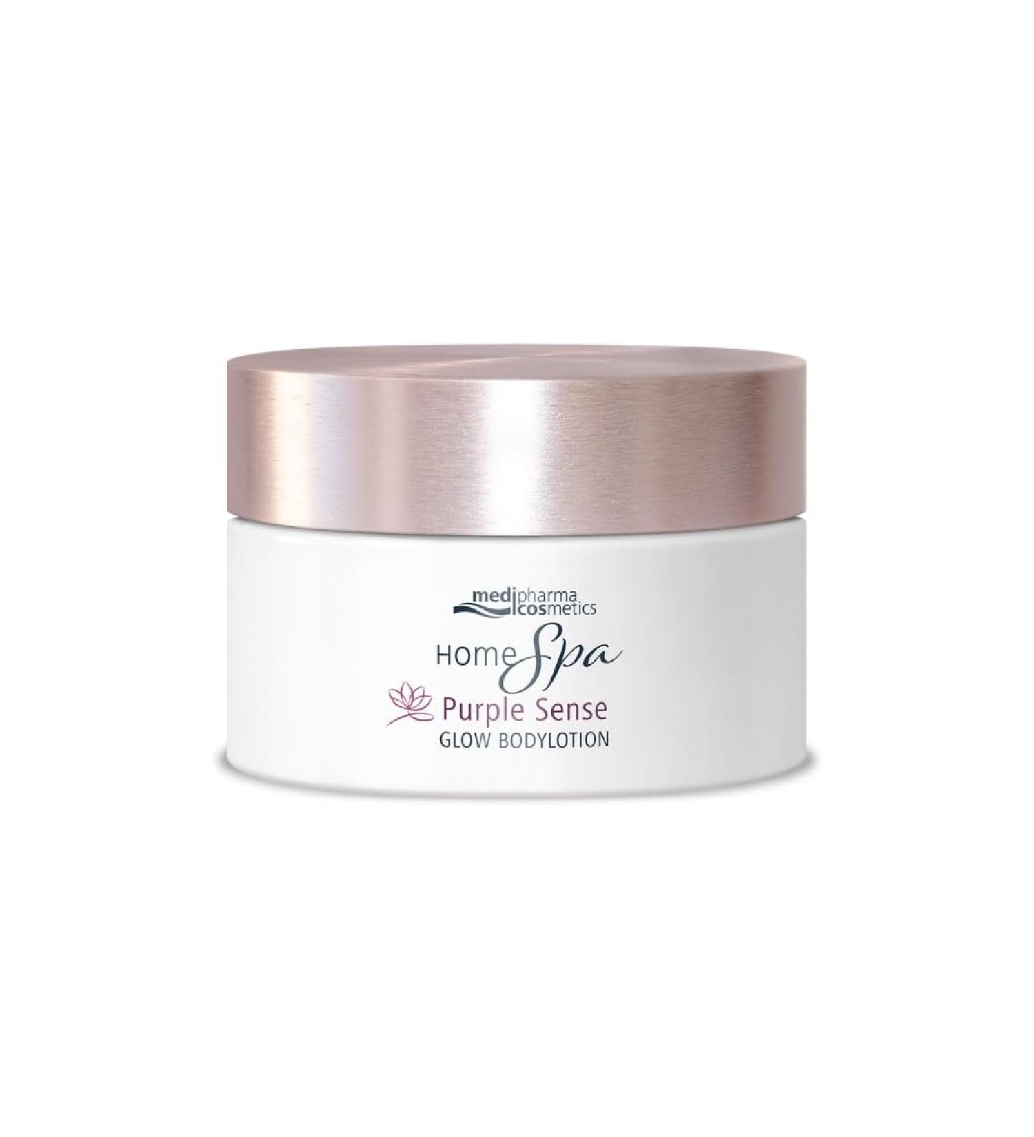 Dr Theiss Naturwaren Home Spa Purple Sense Glow Body Lotion nourishing with glycerin and hyaluronic acid Glossy pigments give a delicate glow more pleasant floral scent 250 ml - Buy Online on GoSupps.com