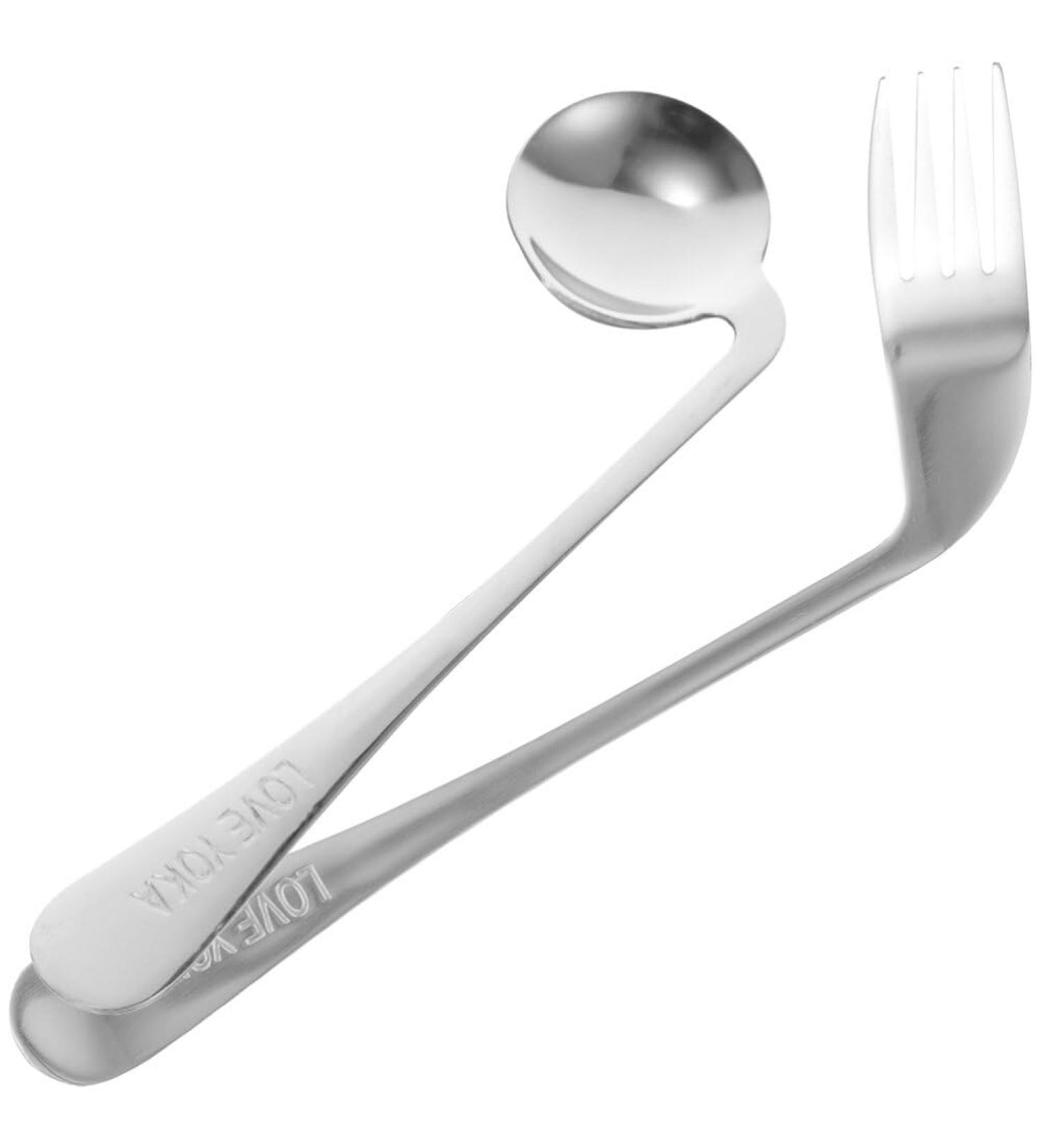 Parkinson's Utensils Set - Adaptive Stainless Steel Spoon & Fork for Disabled Elderly - Easy Grip Self-Feeding Utensils (Right Handed) - Buy Online on GoSupps.com