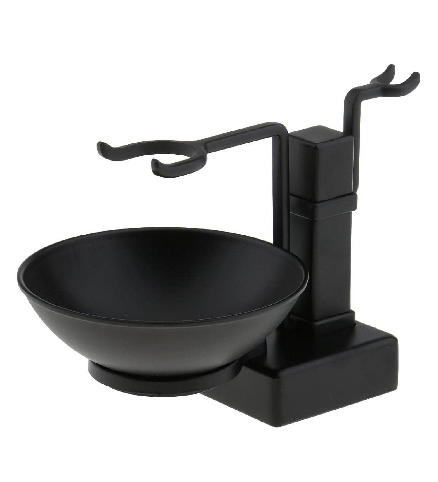 Shop Men's Black Alloy Shaving Brush Bowl Stand Set - Stylish Mug Cup Rack Holder for a Perfect Shave | International Shipping Available - Buy Online on GoSupps.com