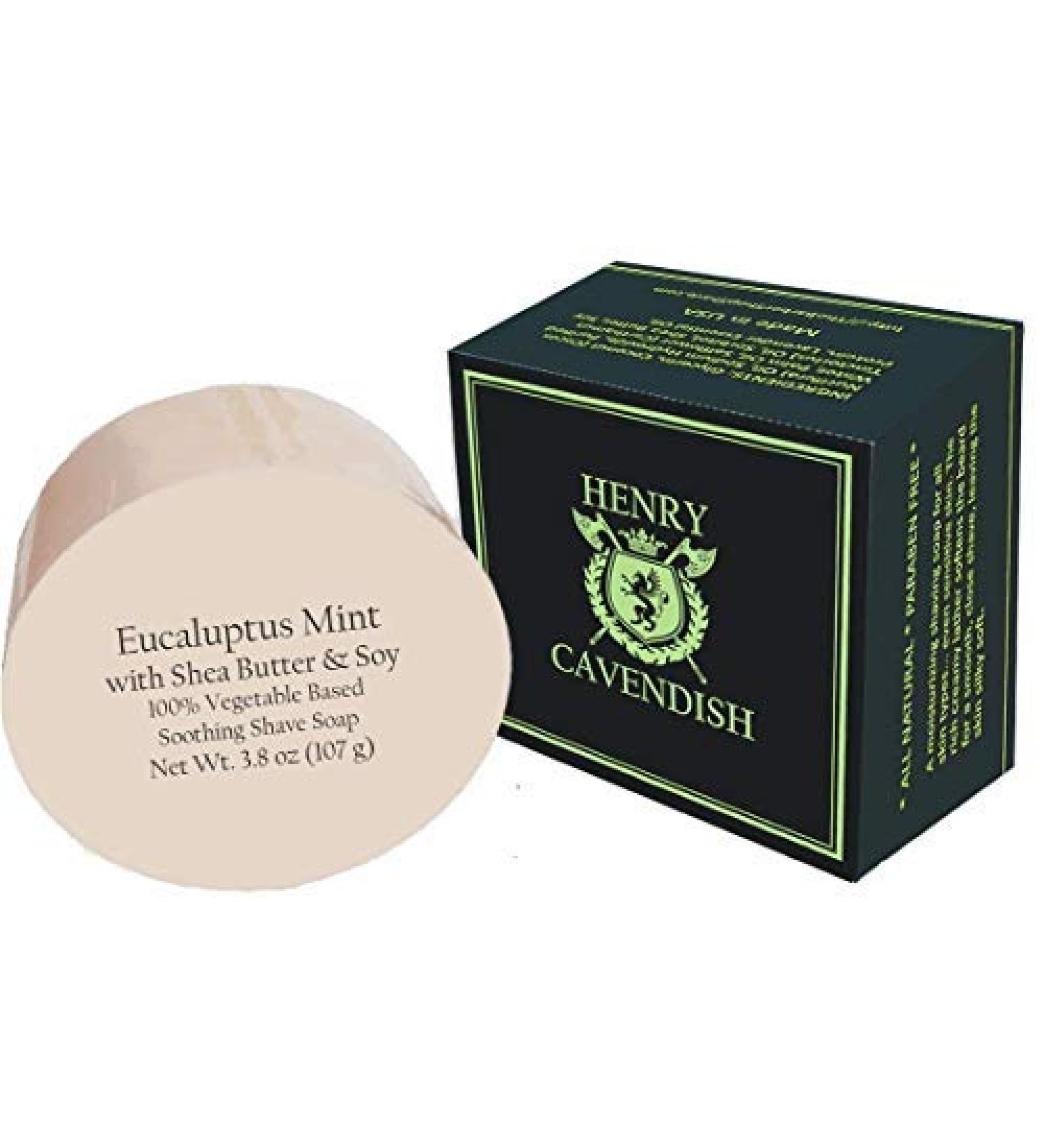 Henry Cavendish Eucalyptus Mint Shaving Soap 3.8 oz Puck Refill - All Natural Shea Butter & Coconut Oil, Himalaya Fragrance, Rich Lather - Smooth Shave for Men and Women - Buy Online on GoSupps.com