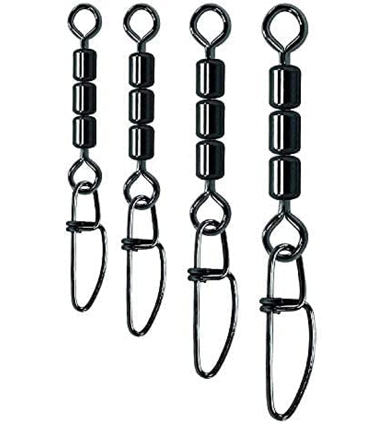 Set: 2 packs (12 pieces in total) Jenzi high-speed vertebrae with fastlock carabiner black nickel size 10 12 kg+free Petri Heil!sticker