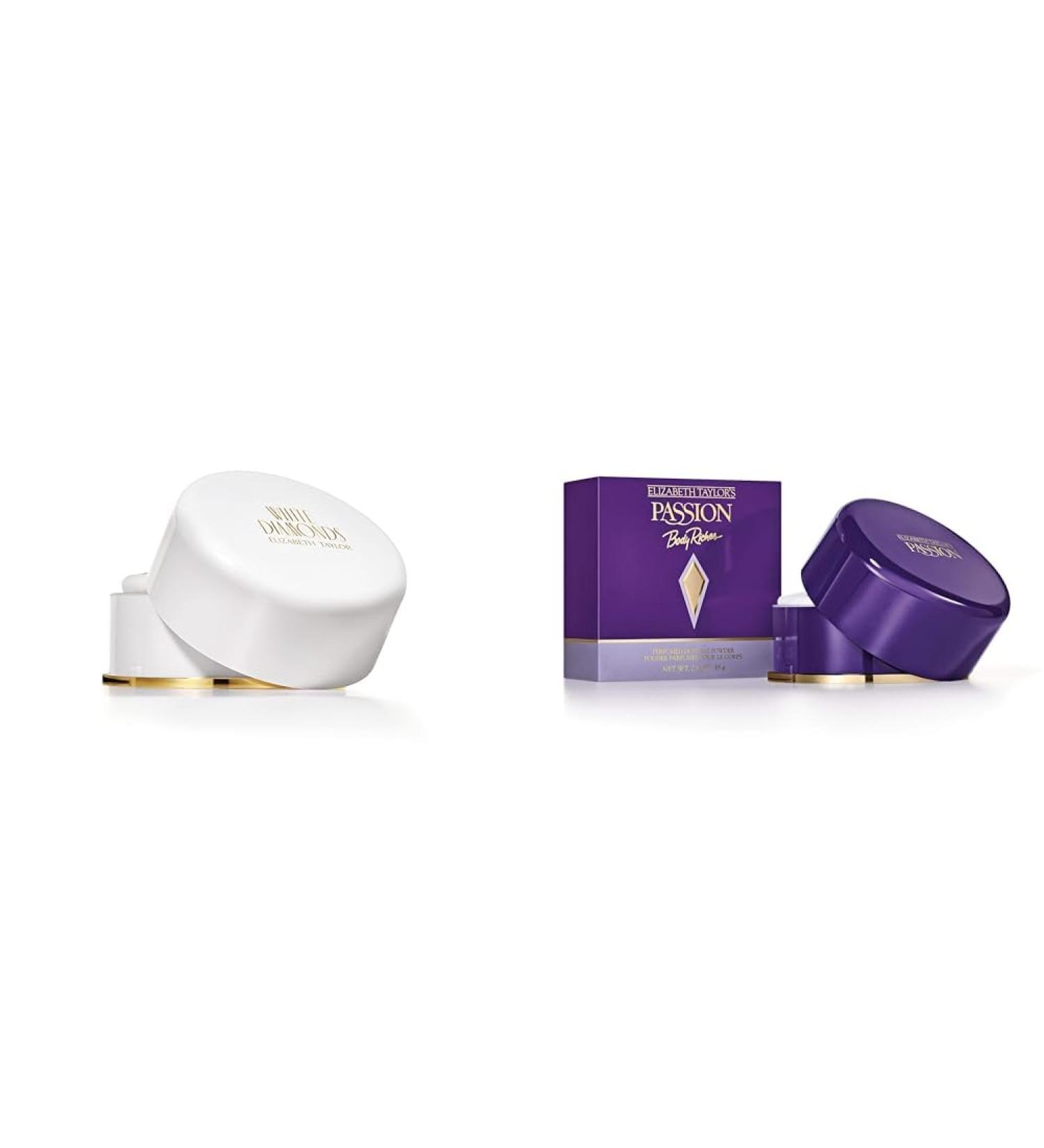 Elizabeth Taylor Body Powder for Women Fragrance with Body Puff White Diamonds 2.6 Oz & Body Powder for Women Passion 2.6 Oz Body Powder Body Powder + Body Powder Passion - Buy Online on GoSupps.com