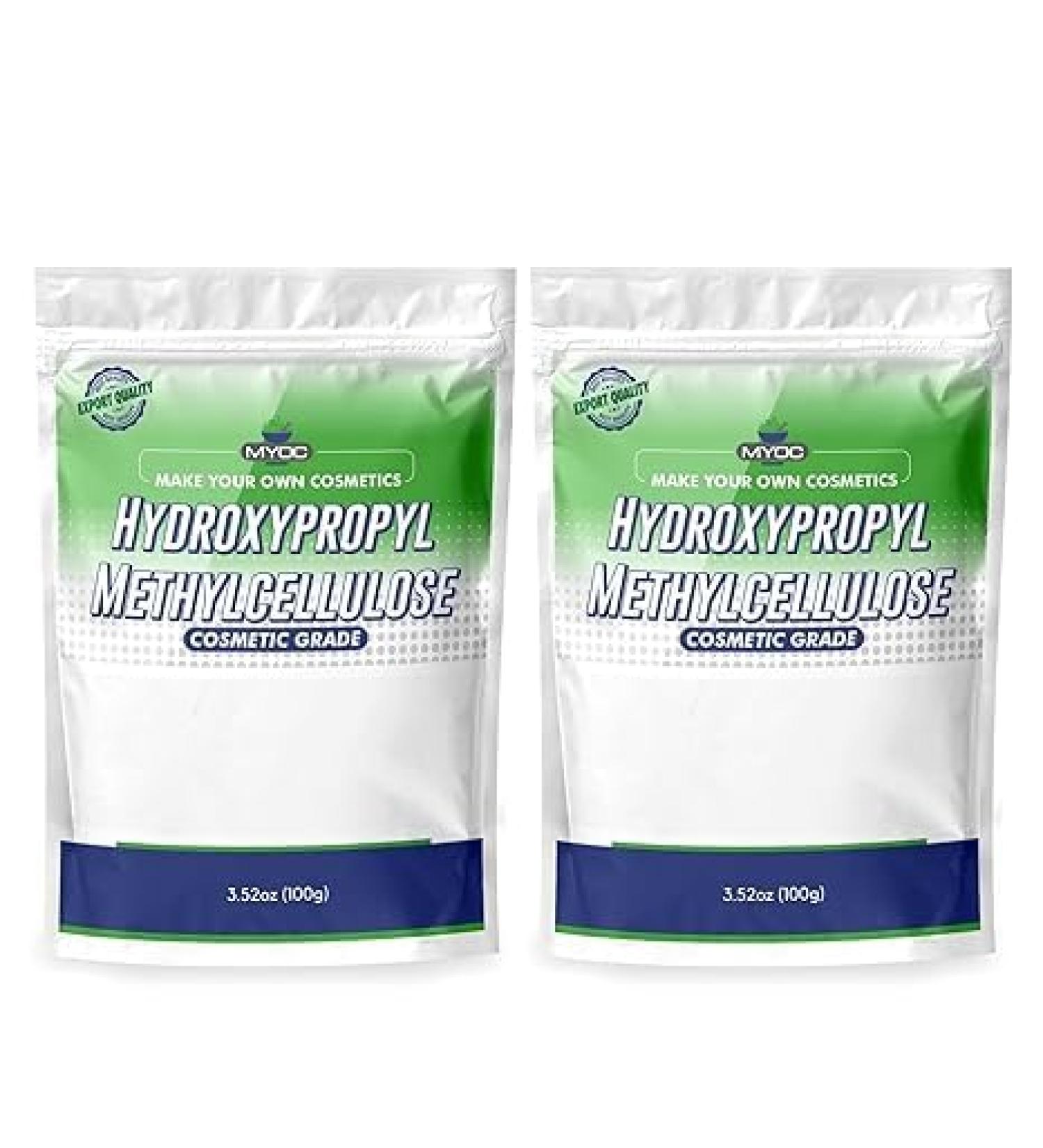 MYOC Hydroxypropyl Methylcellulose (100 g / 3.52 oz) Pack of 2 - Cosmetic Grade Thickening & Film-Forming Agent for Gels Creams Lotions & DIY Formulations
