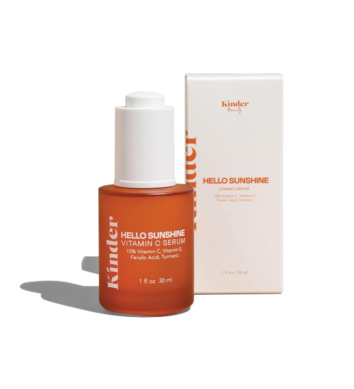 Kinder Beauty Hello Sunshine 15% Vitamin C Serum | Face Serum With Vitamins C & E Ferulic Acid Turmeric | Cruelty-Free Vegan Clean Beauty | 30mL / 1 fl. oz. - Buy Online on GoSupps.com