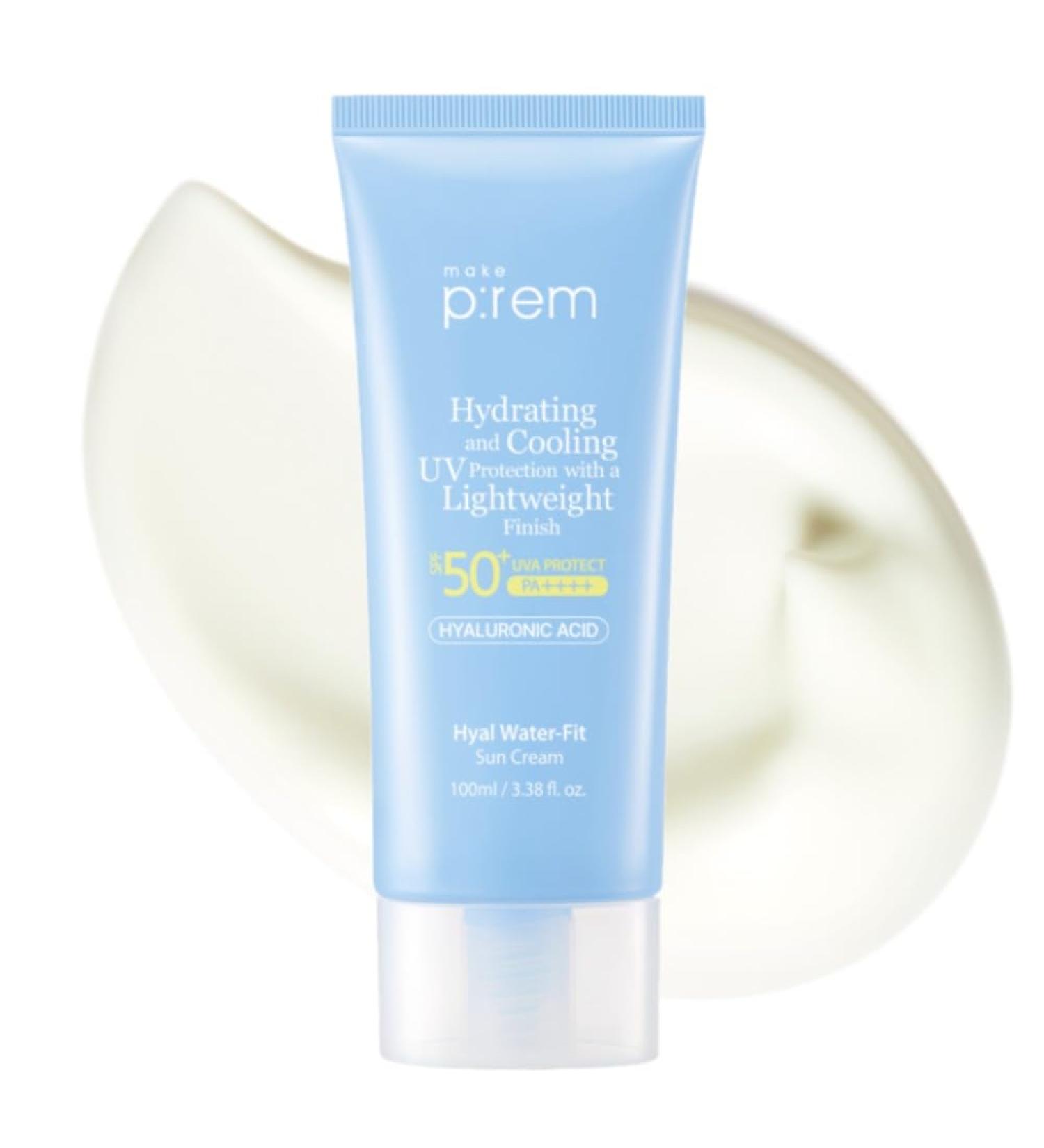 MAKE P:REM Hyal Water-Fit Sunscreen, Law-Irritation Hydrating Face & Body Sunscreen, SPF 50+ PA++++, Korean Sunscreen, 3.38 fl.oz., 100ml - Buy Online on GoSupps.com