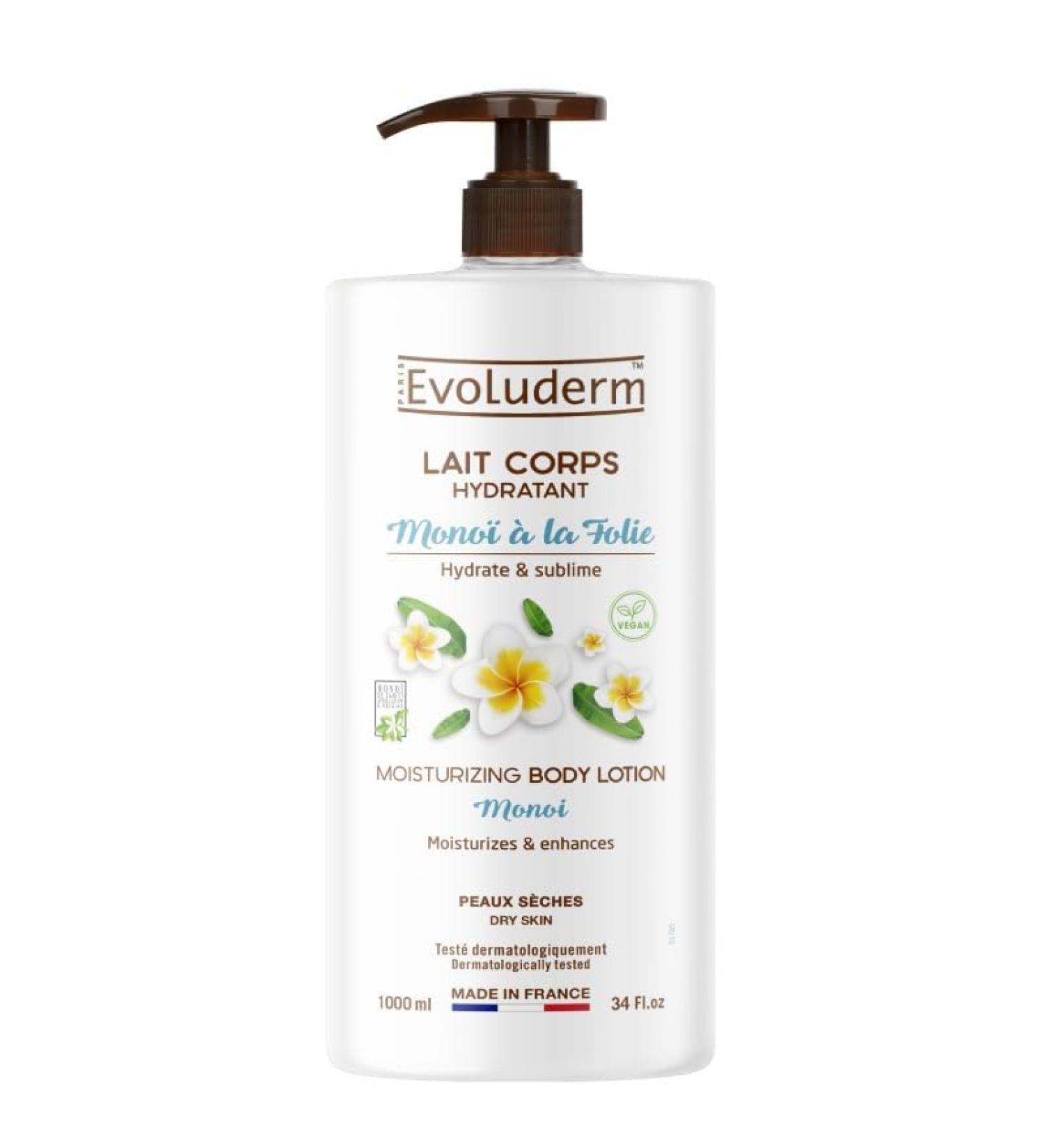  Evoluderm EVOLUDERM - Monoi Madness Moisturizing Body Lotion - 1000 ml - Naturally Derived Ingredients - Vegan - Made in France - Buy Online on GoSupps.com