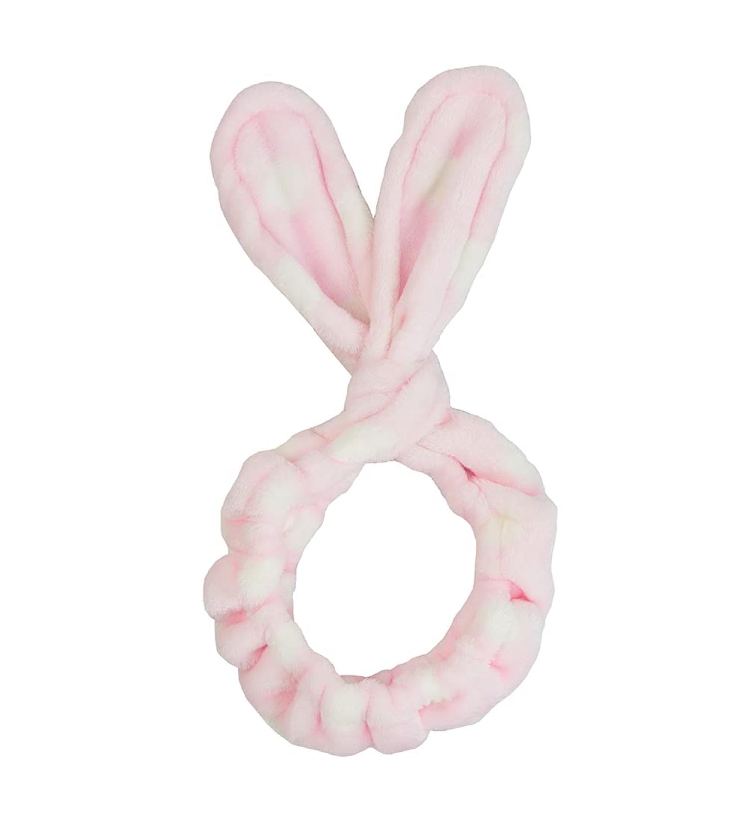 The Vintage Cosmetic Company Baby Bunny Twist Make Up Headband Skincare Headband Hold Back Hair Soft and Comfy Makeup Headband Beauty Accessory Pink Star and Large Bow Design