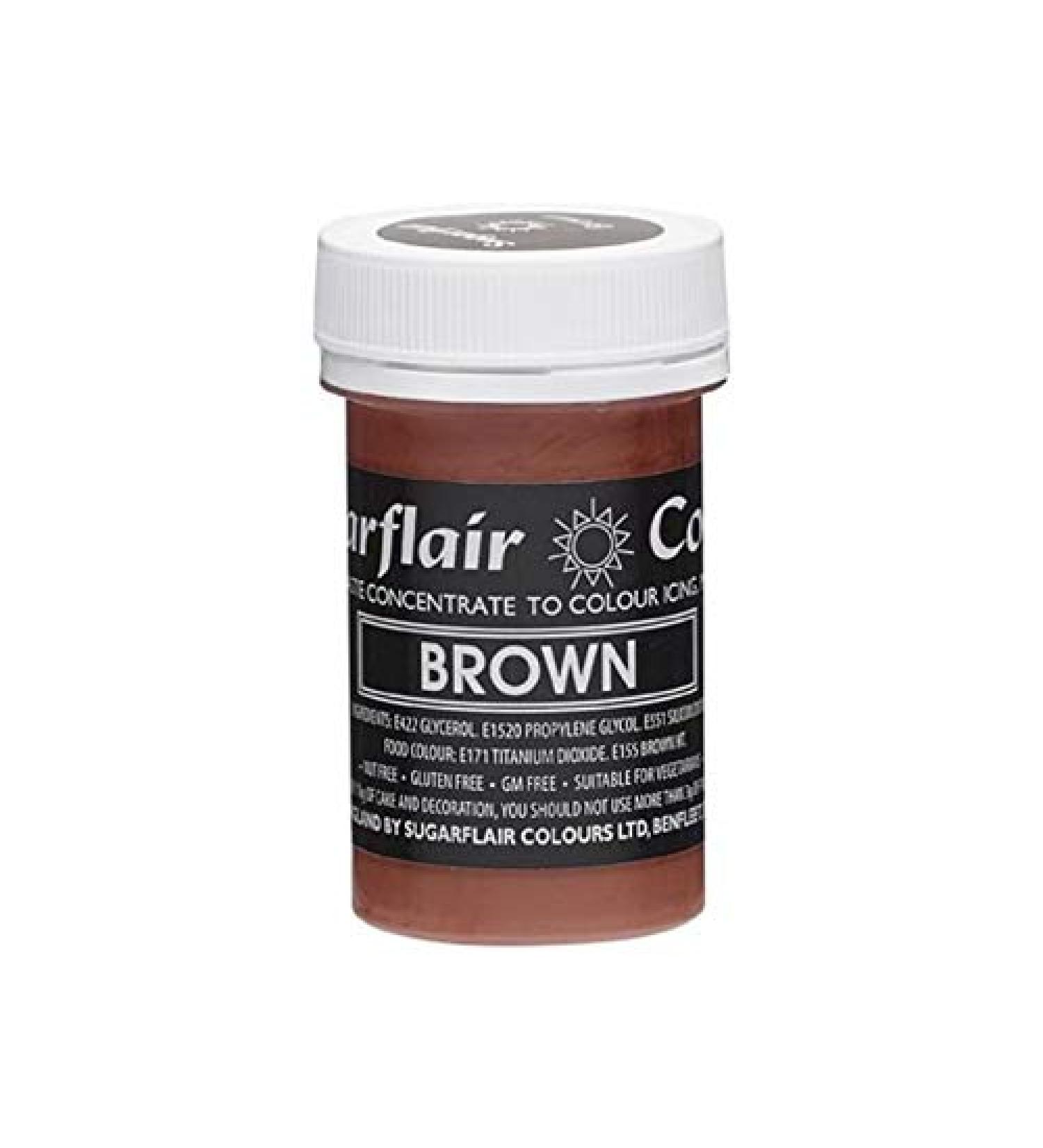 Sugarflair BROWN Pastel Paste Gel Edible Concentrated Food Icing Colouring 25G