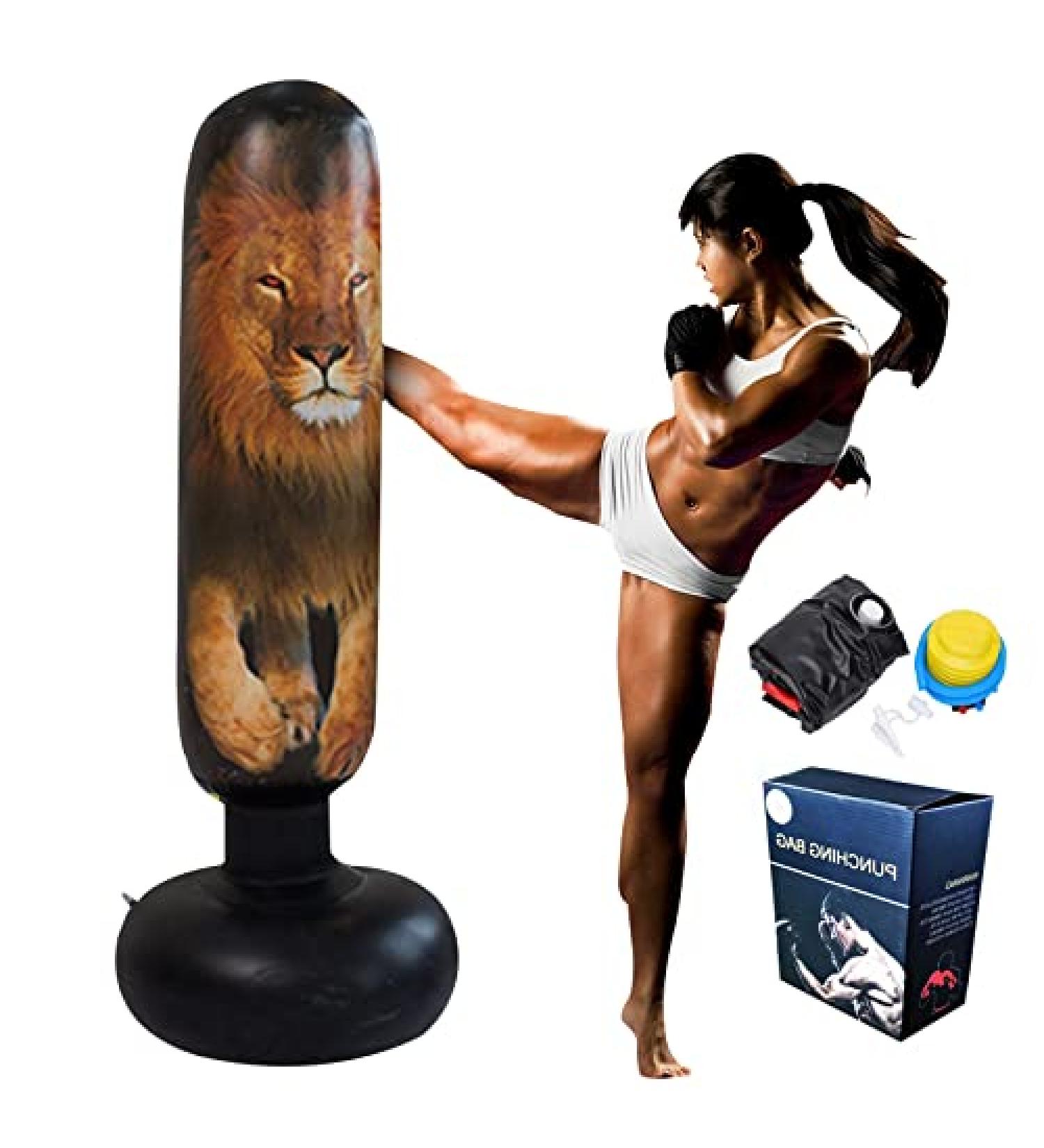 ORULA Inflatable Kids Punching Bag - 160cm Free Standing Martial Arts Dummy | Kids Kick Boxing Bag with Air Pump and Gift Box - Relieve Pent Up Energy in Kids - Buy Online on GoSupps.com