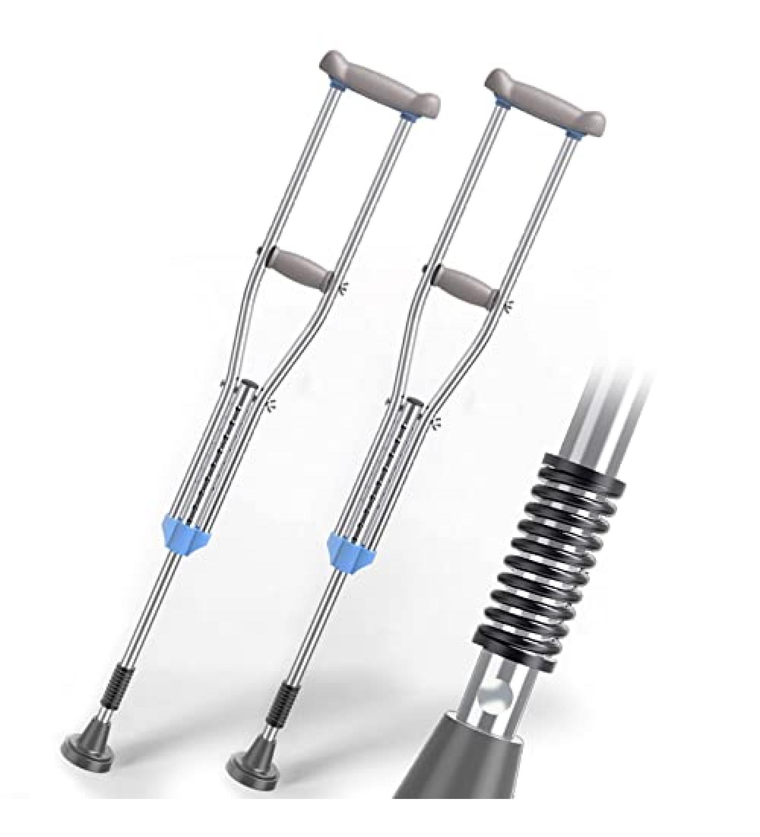 1 Pair Lightweight Underarm Crutches Stainless Steel Heavy Duty Medical Crutches Walking Crutches with Shock Absorber for Youth/Adult/Tall Adult Lucky Star - Buy Online on GoSupps.com