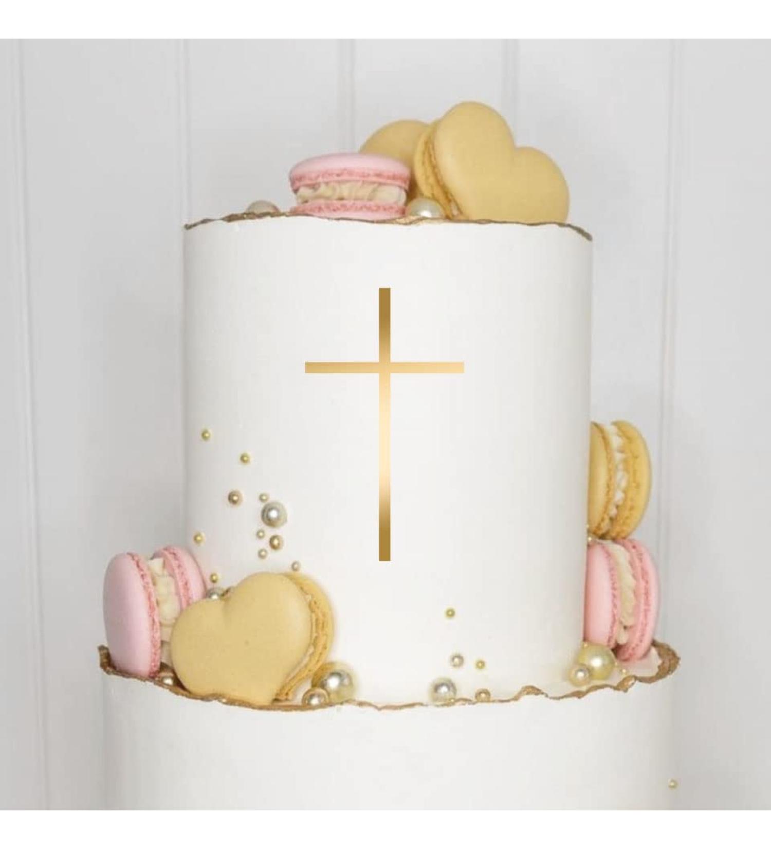 Cake topper (cross) Charm acrylic/wood baptism communion confirmation confirmation cake plug cake cake plug decoration caketopper (1 piece gold) gold 1 piece