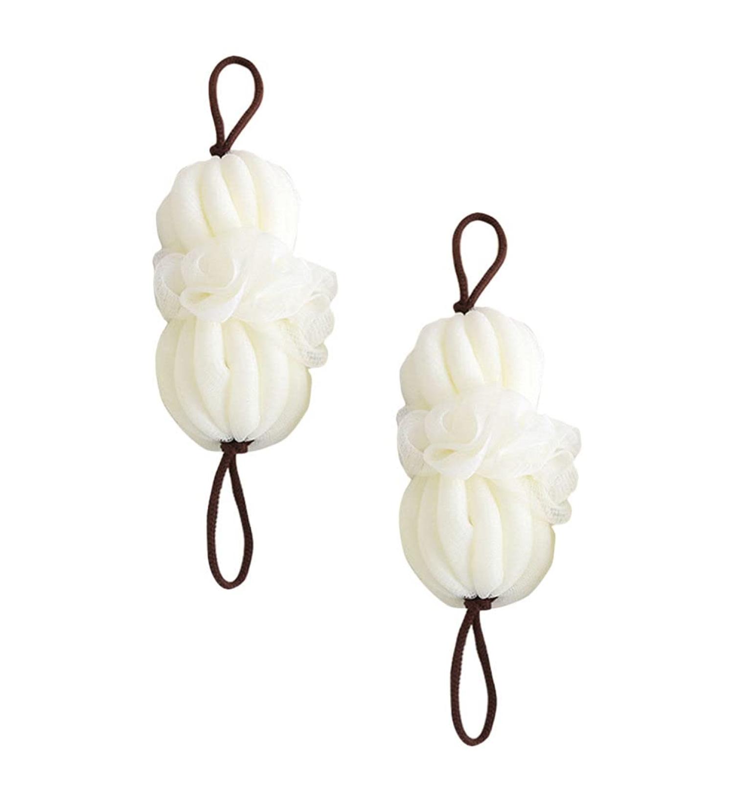 Buy 2pcs Bath Ball Flower Pouf - Loofah Shower Balls & Back Scrubber for Women | International Shipping Available - Buy Online on GoSupps.com