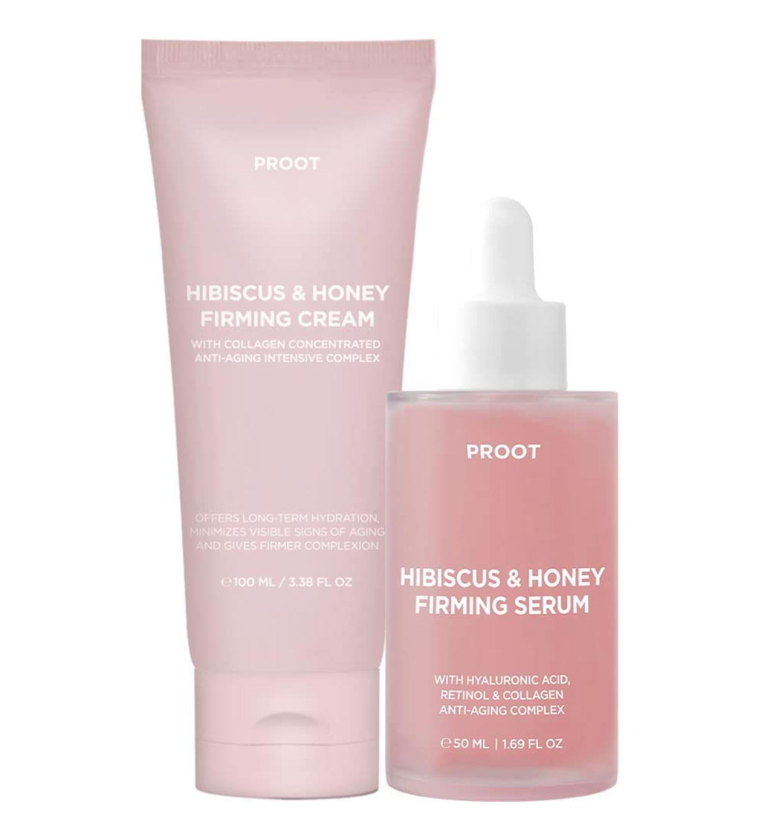 PROOT Hibiscus and Honey Firming Cream + Hibiscus and Honey Firming Serum | Hibiscus and Honey Firming Cream and Serum with Collagen Concentrated Complex - Buy Online on GoSupps.com