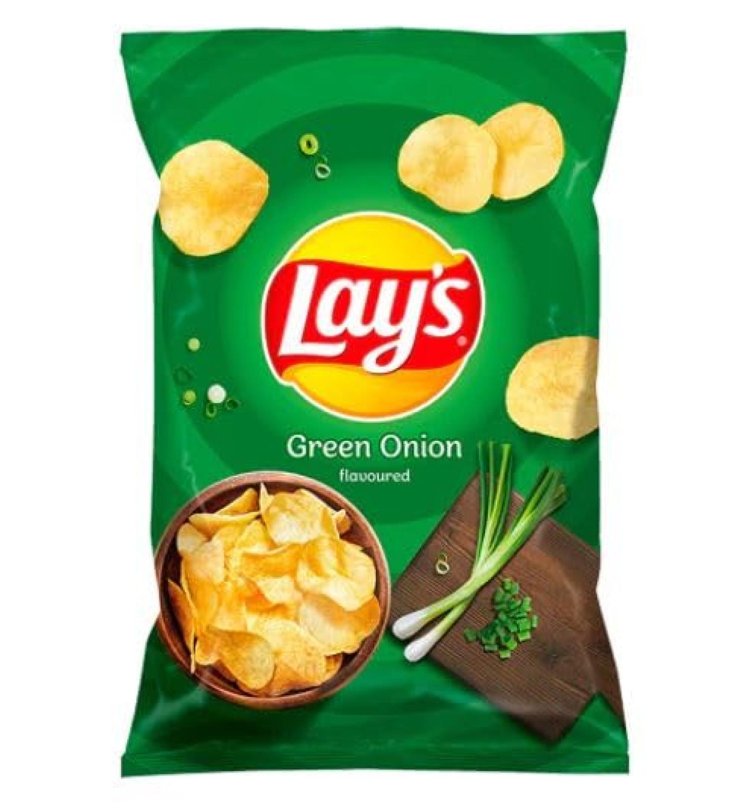 Lay's Green Onion Flavoured Crisps 130g (Pack of 3) By Mazovia Brands