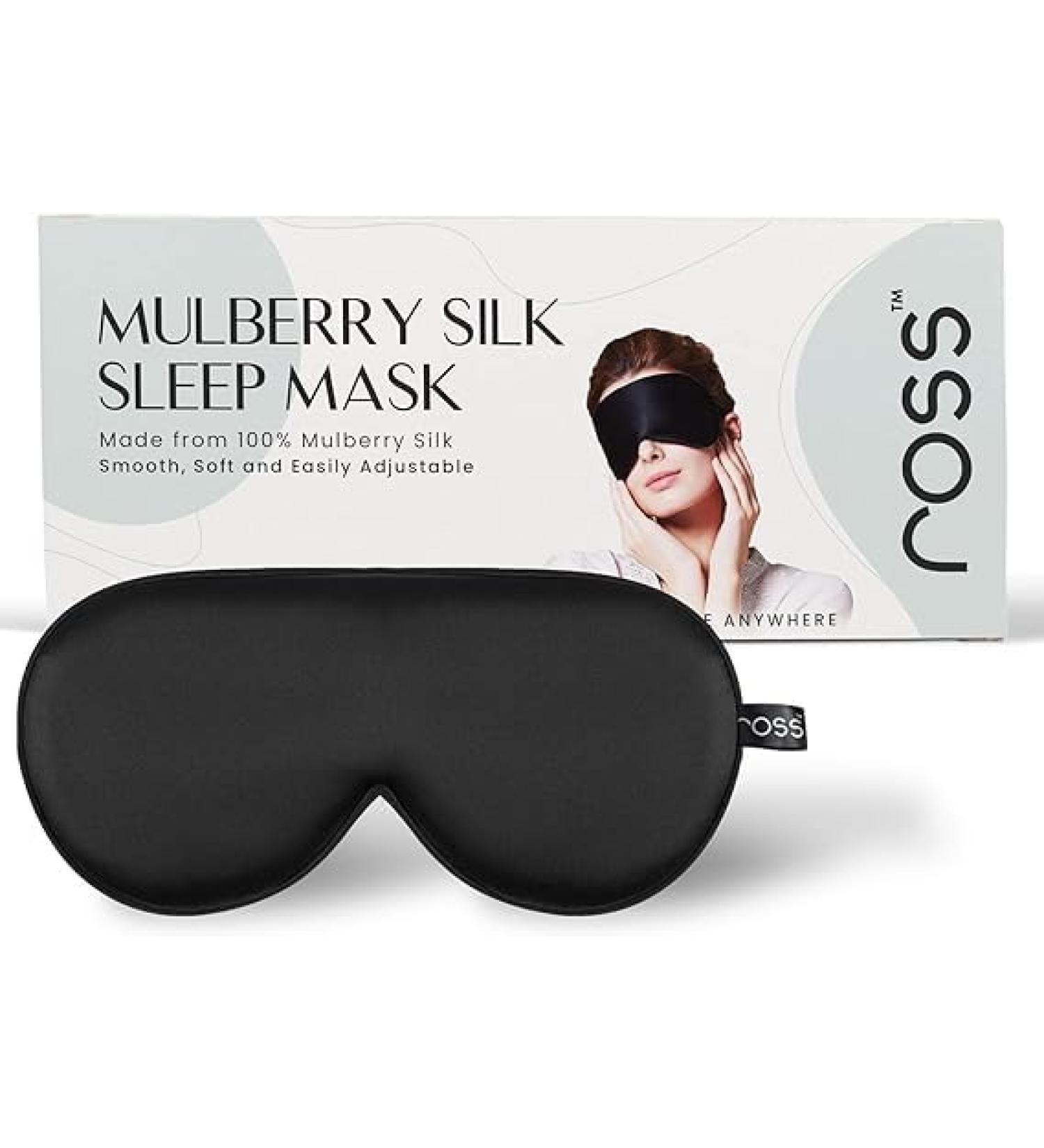 R.o.s.s 100% Mulberry Silk Sleep Mask - Premium Black Eye Mask for Ultimate Comfort and Blindfolding - Buy Online on GoSupps.com
