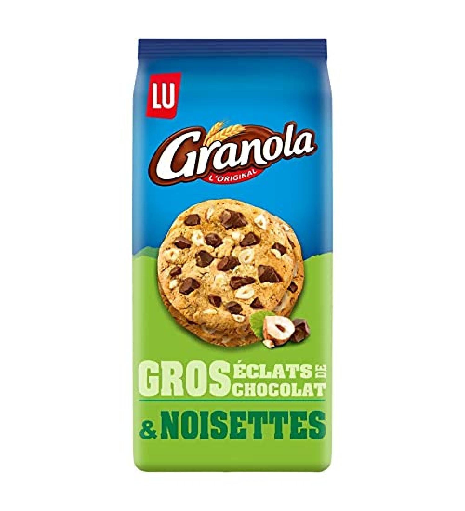 G n rique LU GRANOLA - Granola Extra Cookies Chocolate and Hazelnut - 184g - Intensely Flavored Gourmet Cookies - Pack of 4