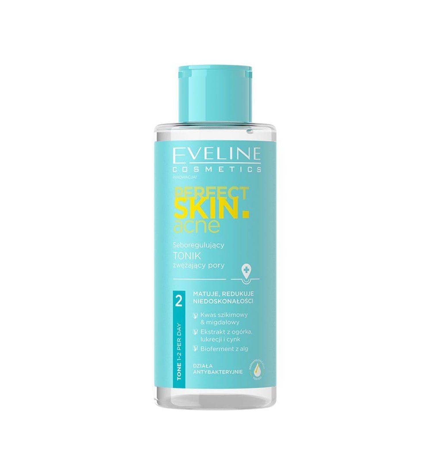 Eveline Cosmetics - Perfect Skin Acne Toner Face Sebo-Regulating Pore Refining Facial Toner Tonic Face Cleansing Water Face Face Toner - Buy Online on GoSupps.com
