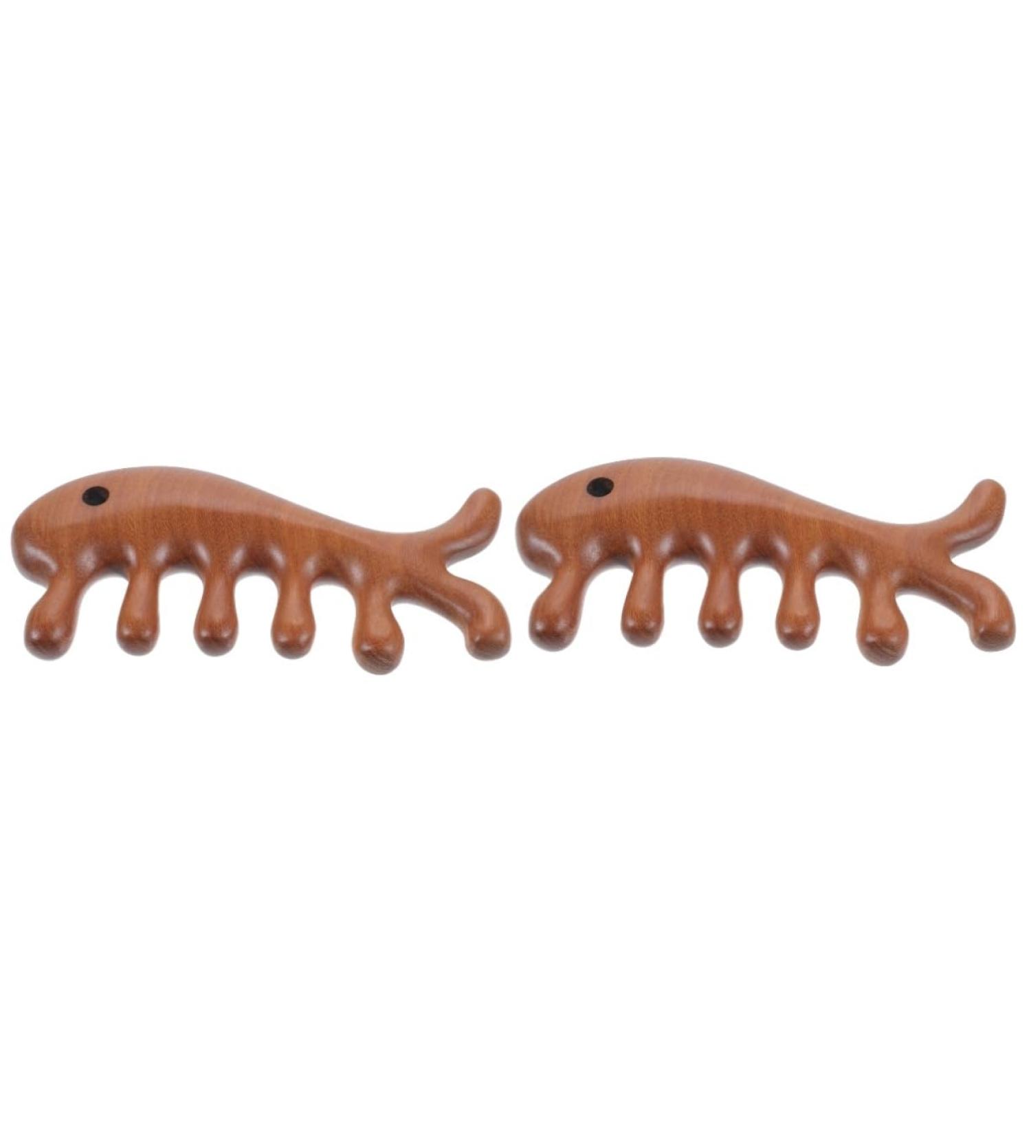 Beavorty Jade Facial Massage Comb - Wooden Fish Shape Anti-Static & Sandalwood Hair Tubing Tool - Buy Online on GoSupps.com