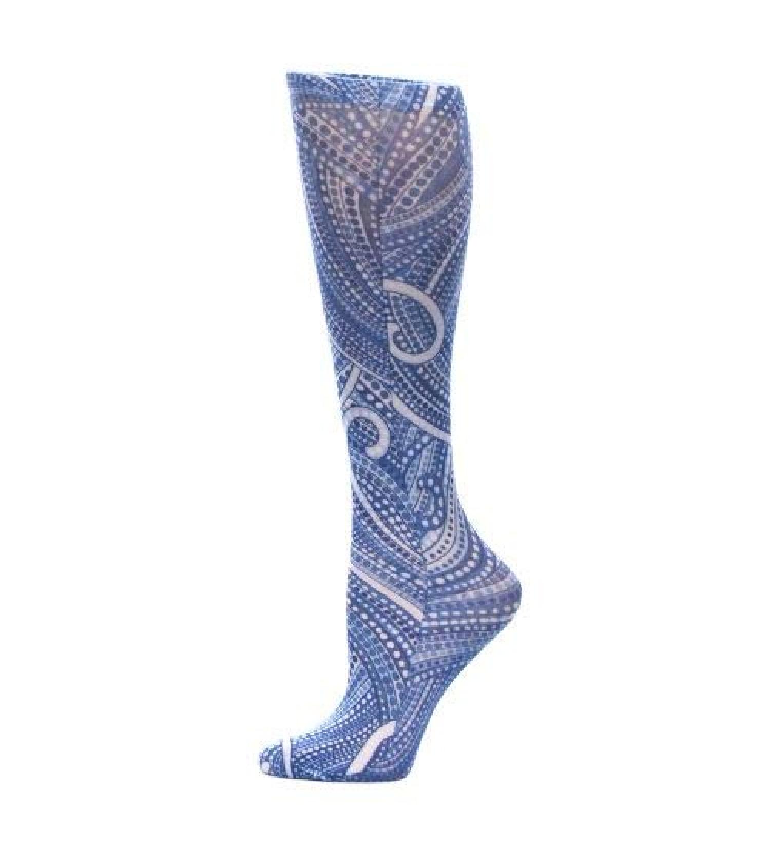 Red Moby Celeste-Stein-CMPSQ-3-1576 Womens 20-30 mmHg Compression Sock - Queen - Denim Dotty