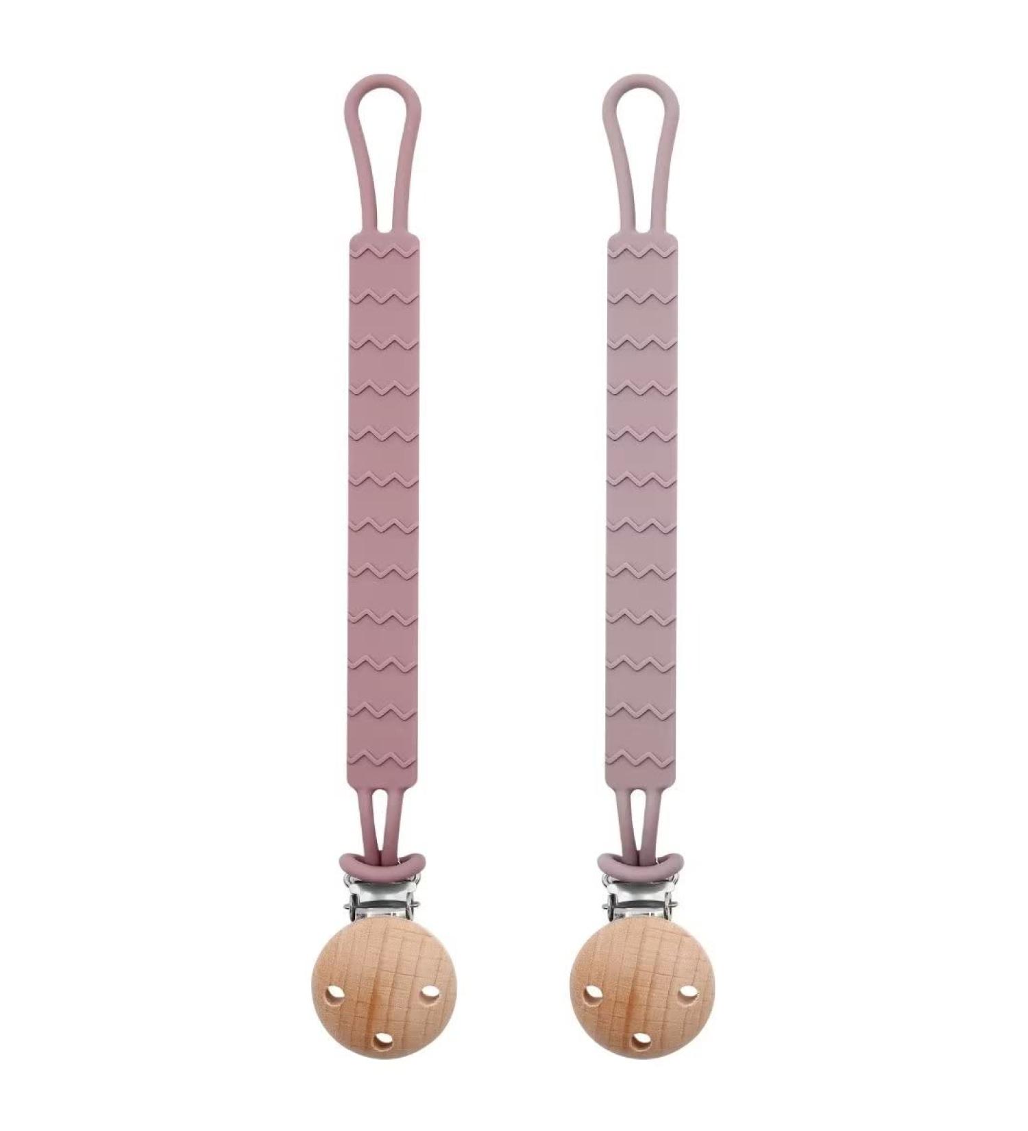 Buy Silicone Pacifier Chain 2-Pack for Boys & Girls | Durable & Flexible Clips in Purple & Pink - Buy Online on GoSupps.com
