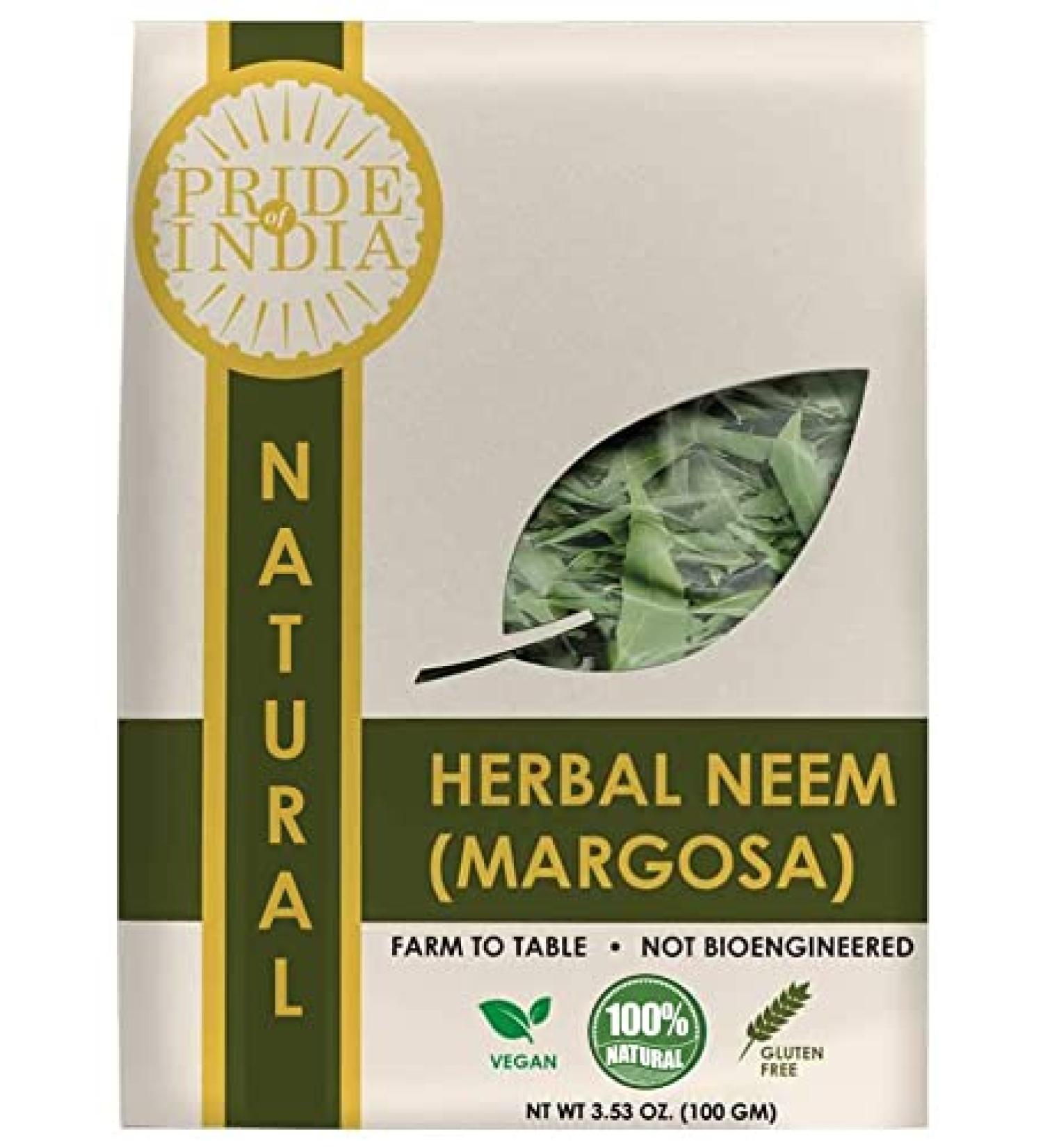 Pride Of India - Natural Neem/Margosa Herb 100 gm Whole Leaf