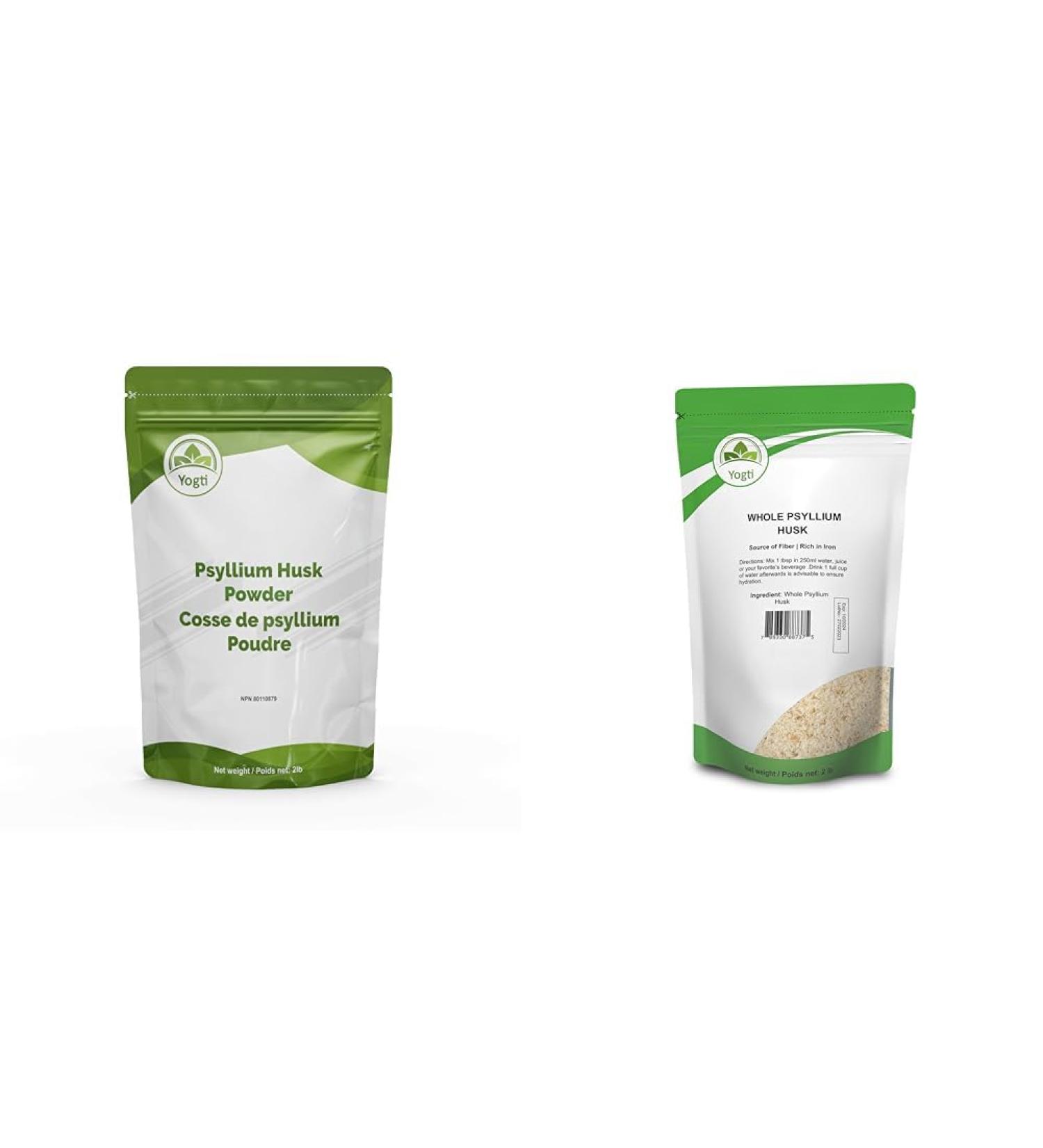 Yogti Psyllium Husk Powder - 2 Pound Packaging may vary & Whole Psyllium Husk 2 pound Nutritional Supplement+Whole Psyllium Husk - Buy Online on GoSupps.com