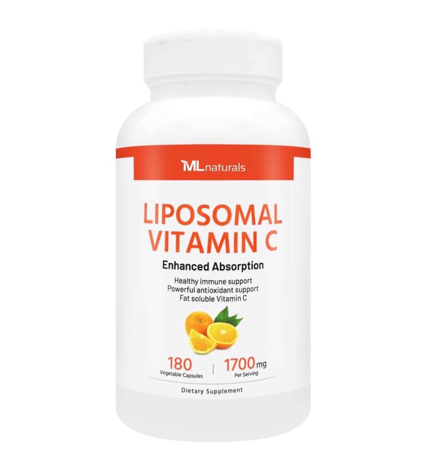 ML Naturals High Potency Liposomal Vitamin C 1 700mg Serving 180 Vegetable Capsules High-Potency Long-Lasting Effect Gluten-Free 180 Count (Pack of 1) - Buy Online on GoSupps.com
