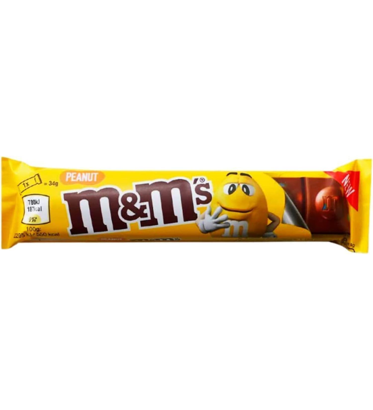 M&M's Peanut Chocolate 34g 24 Bar Delicious Tasty And Twisty Treat Gift Hamper Christmas Birthday Easter Gift Sold By Kidzbuzz