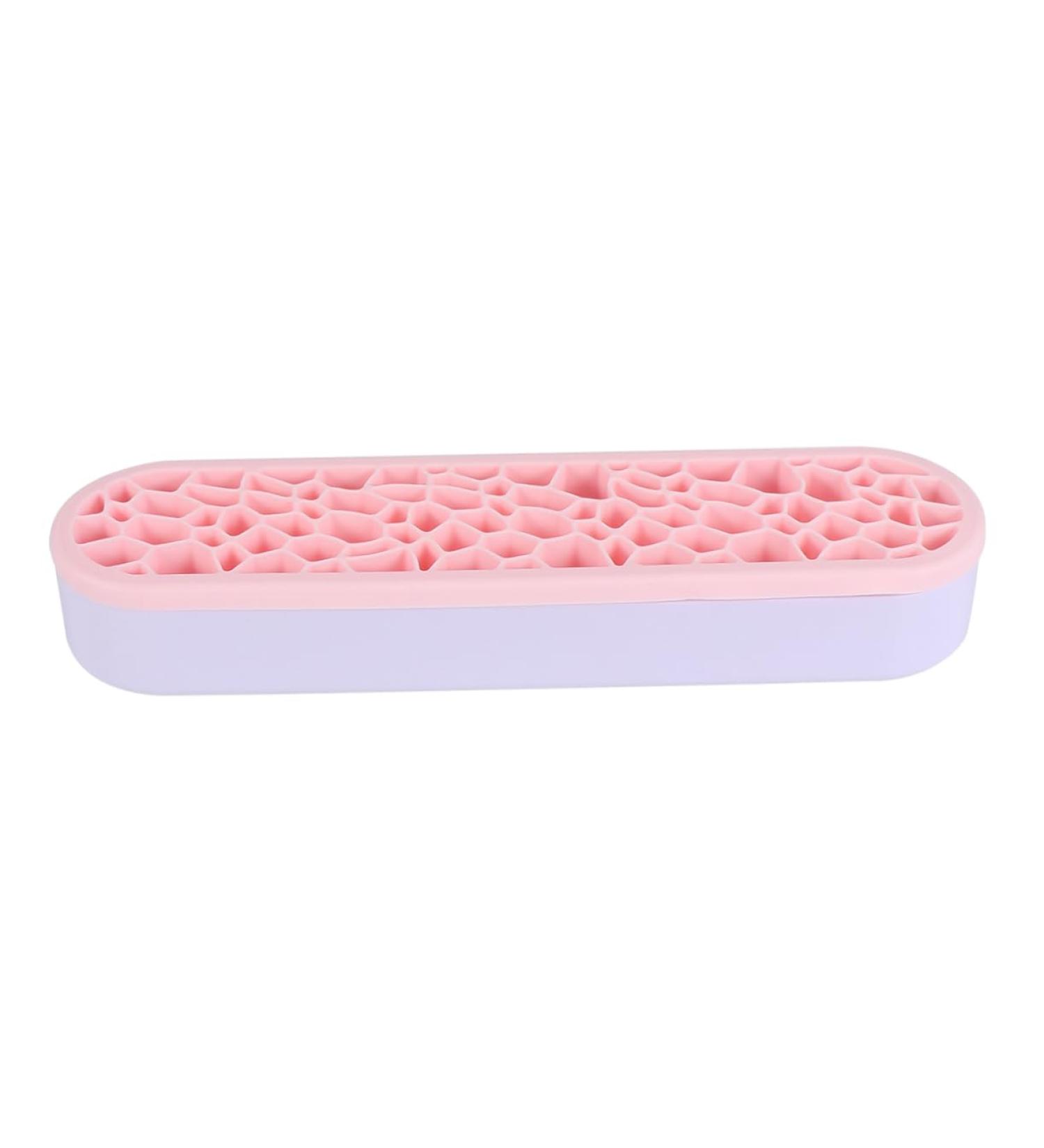 Angoily Pink Silicone Makeup Brush Storage Box - Organizer & Holder for Cosmetics | 28X5CM | Ideal for International Shipping - Buy Online on GoSupps.com