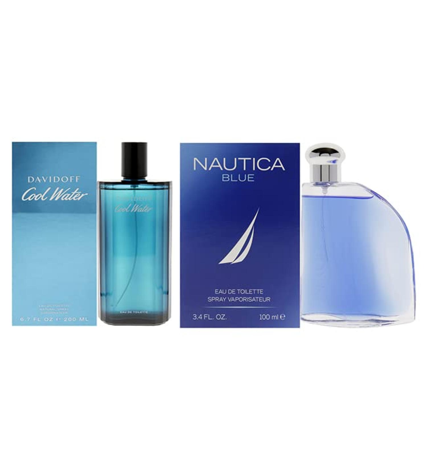 Cool Water and Nautica Blue Kit for Men - 2 Pc Kit 6.7oz EDT Spray 3.4 oz EDT Spray