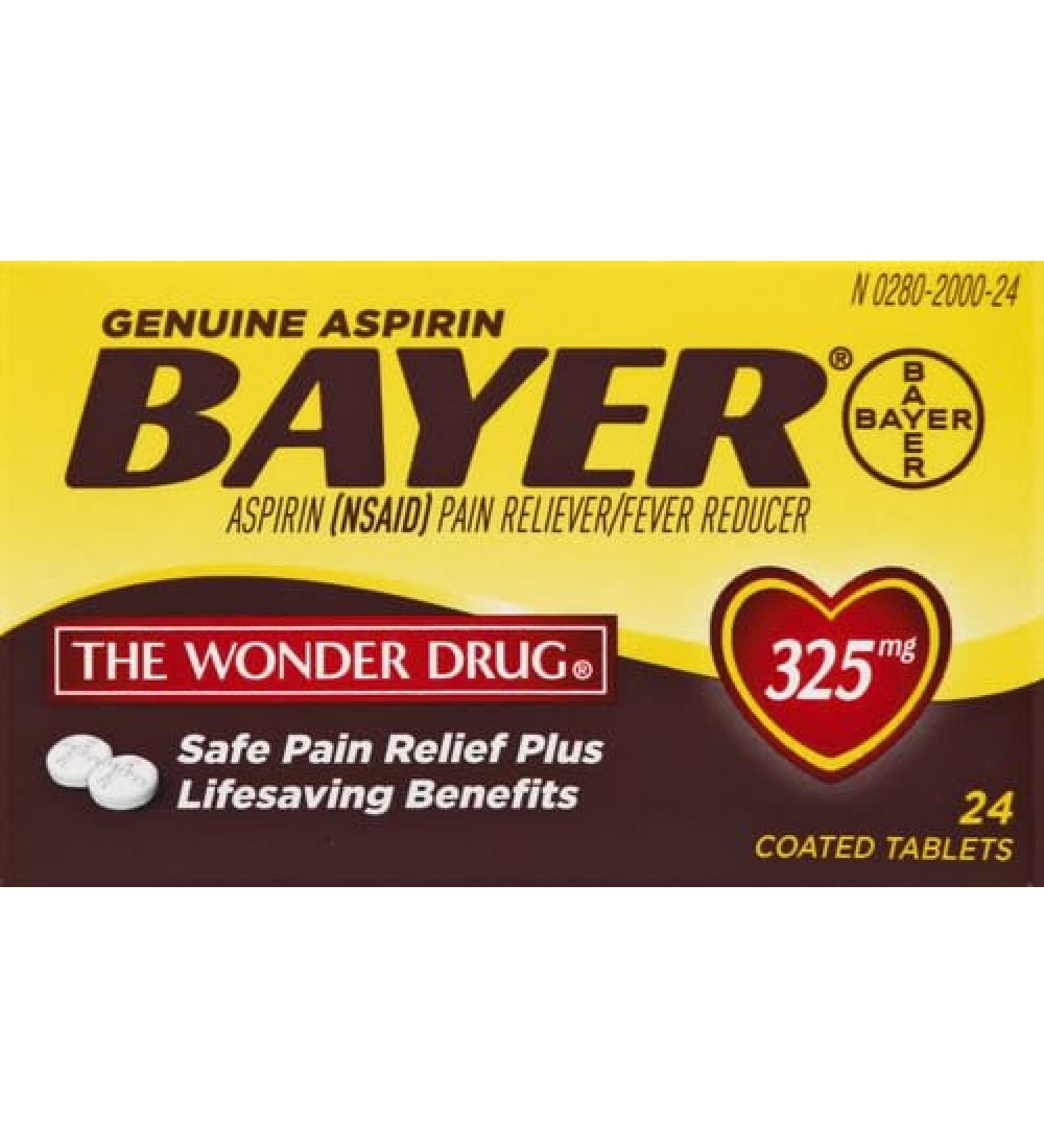 Bayer 325Mg Aspirin Coated Tablets 24 Count