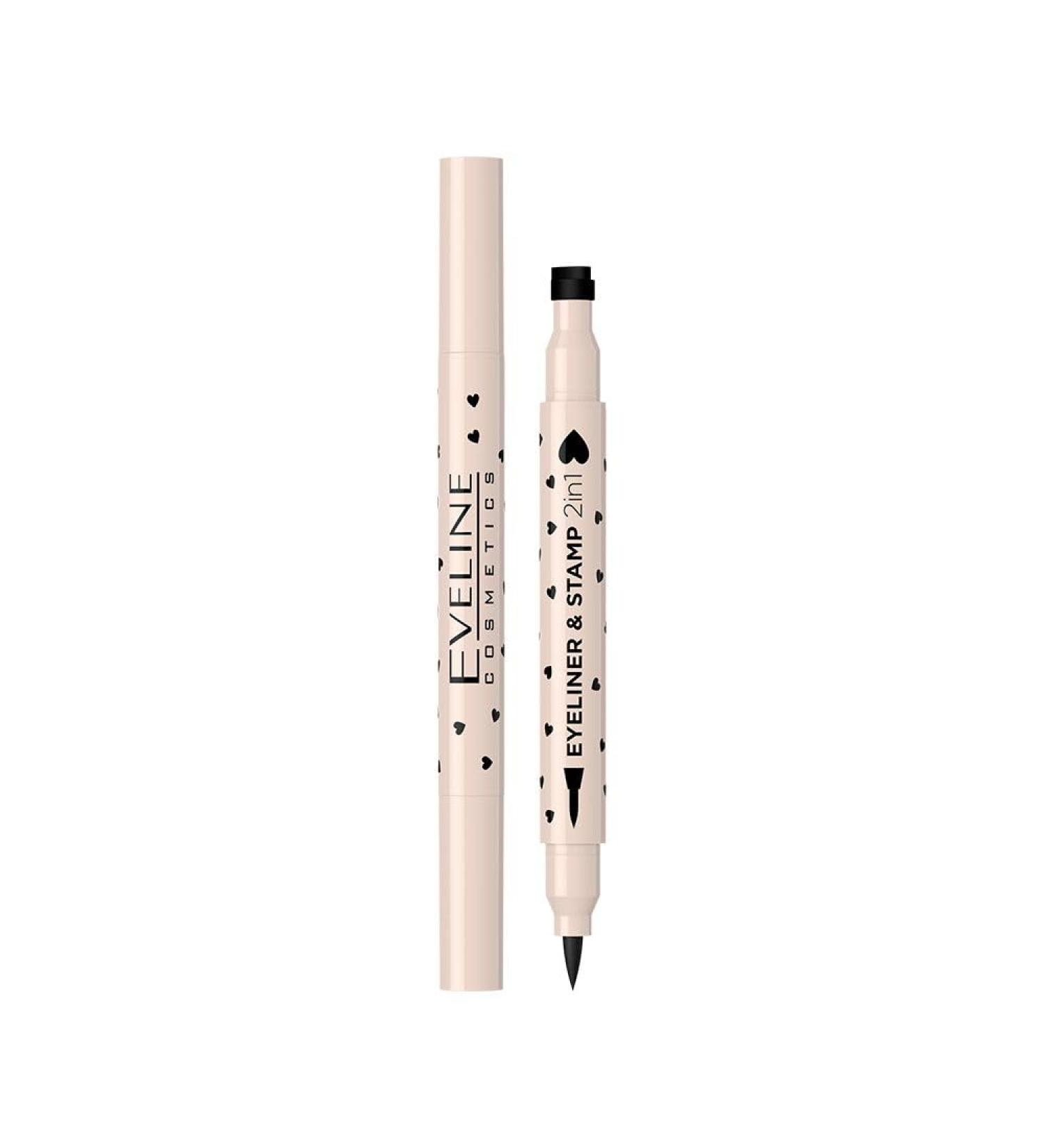 Eveline Cosmetics Double Ended Stamp Eyeliner - No. 01 Heart & Star Waterproof Vegan Formula - Buy Online on GoSupps.com