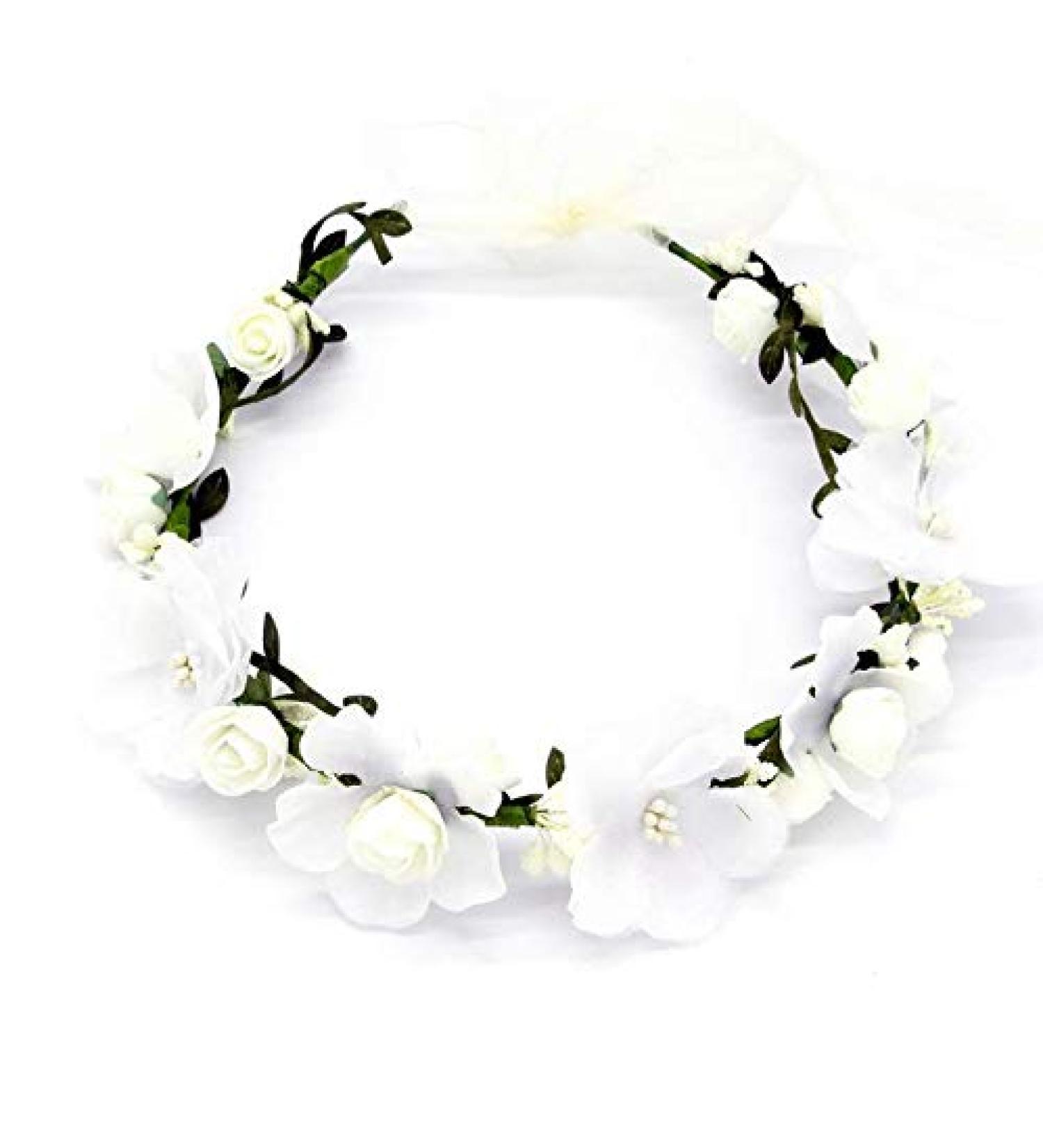 Flower Crown Flower Headband Floral Garland Headbands Boho Rose Head Band Women Lady Girl Hairband Wreaths Garlands for Hat Ornament Party Festival Beach Travle Bridal Wedding Hair Accessories - Buy Online on GoSupps.com