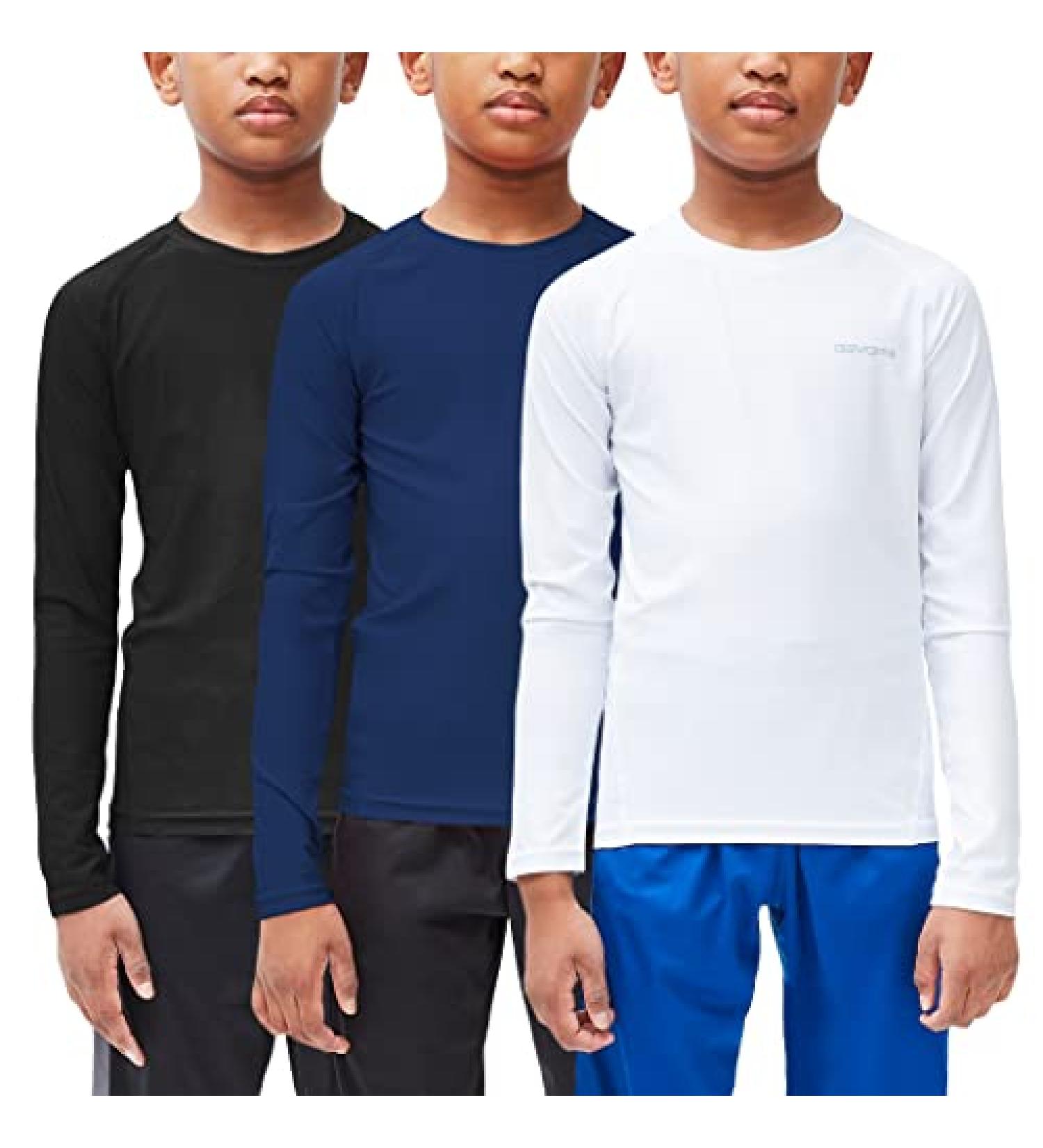 DEVOPS Youth Boys 2-3 Pack Compression Long Sleeve Shirts - Large - Black/White/Navy - Buy Online on GoSupps.com