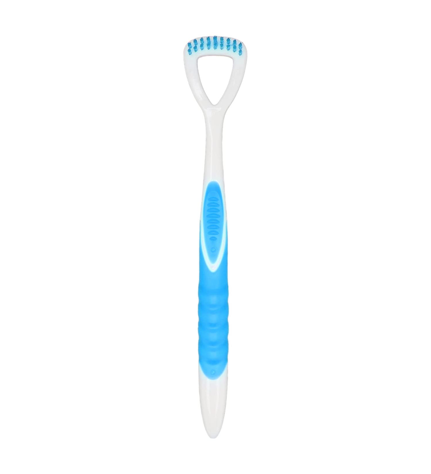 Ergonomic Tongue Cleaning Brush - Easy to Use Tongue Scraper for Adults & Kids | Blue Oral Care Tool - Buy Online on GoSupps.com