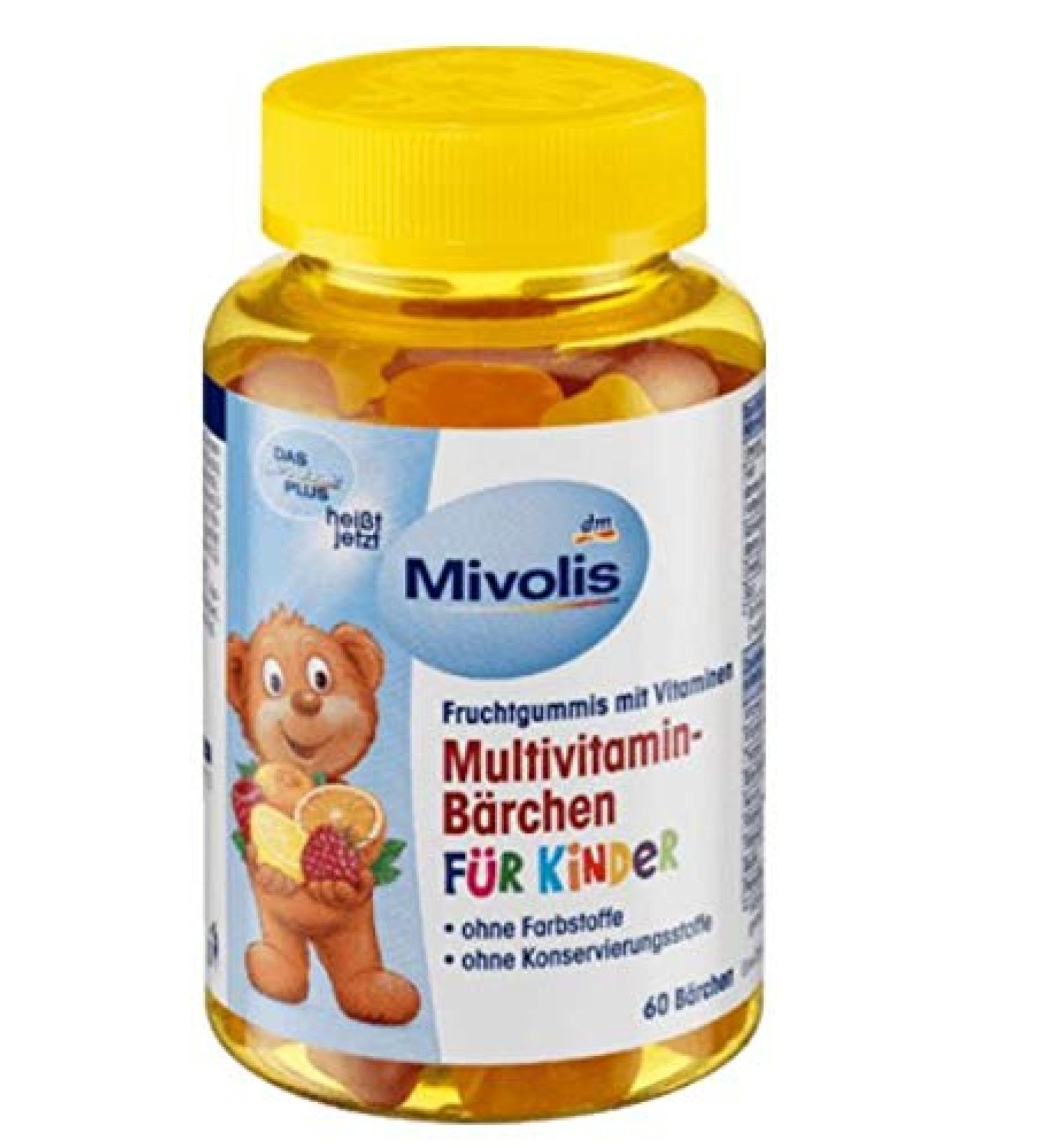 Mivolis Kids Multivitamin Bear - Fruit Elastics with Multivitamins - No Preservatives No Dyes - 60 Bears (2 Month Pack)