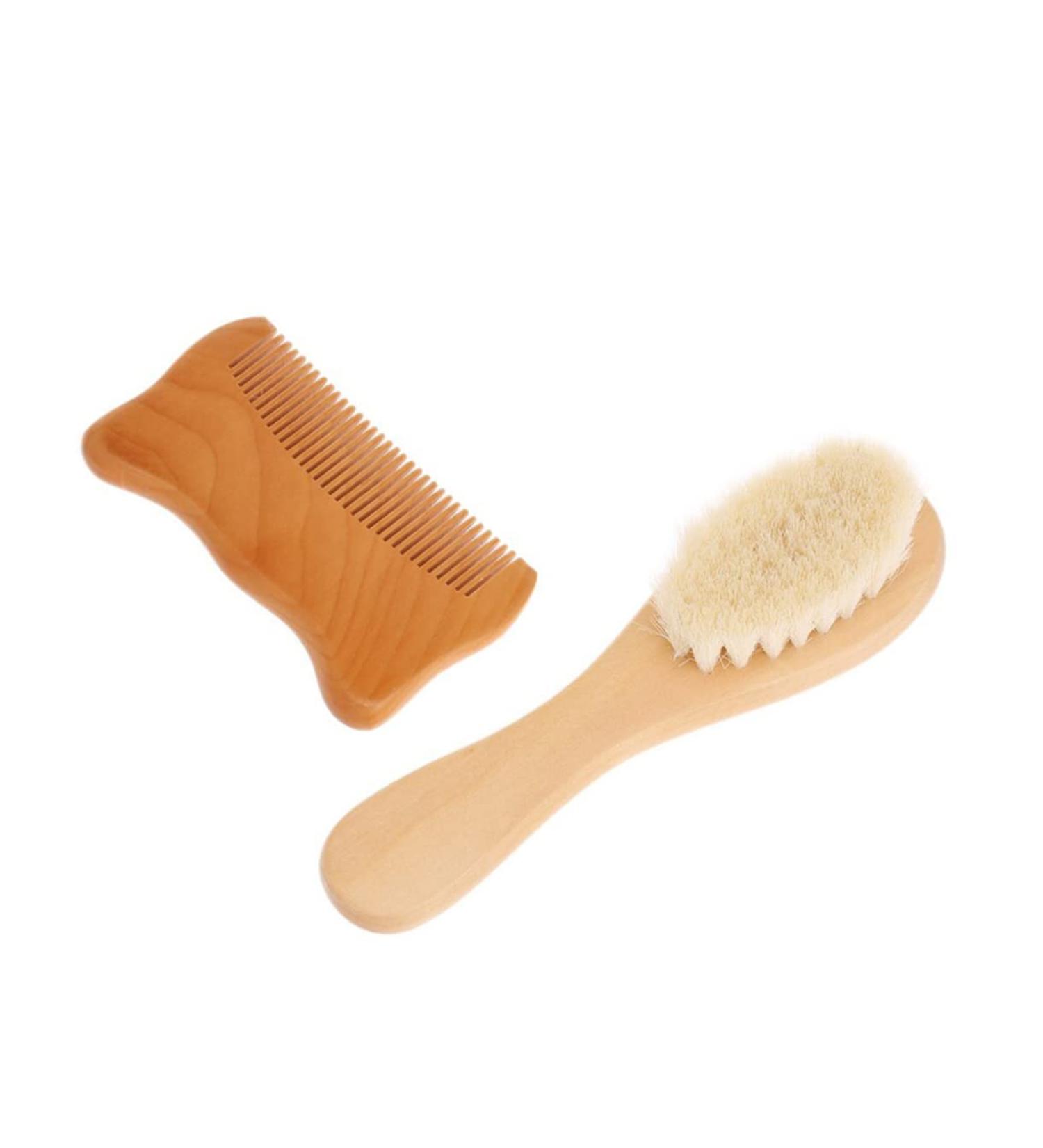 Healifty 2pcs Wooden Baby Hair Brush and Comb Set for Newborns - Scalp Massage and Bath Kit - Buy Online on GoSupps.com