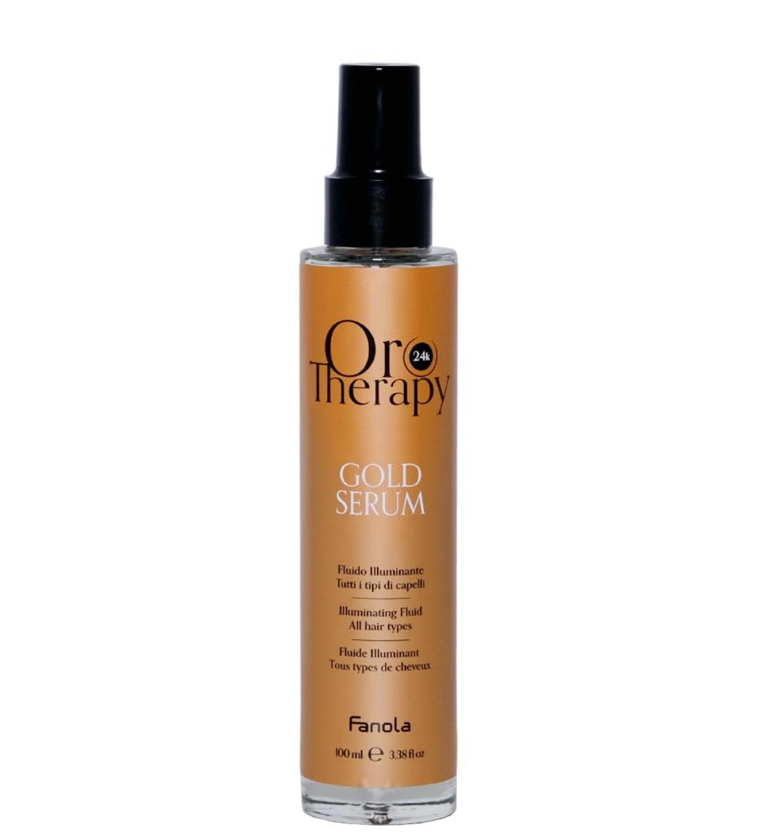 Fanola - Oro Therapy Gold Serum Fluido Illuminante Illuminating Fluid 100ml/3 38 fl.oz Made in Italy Italian Import