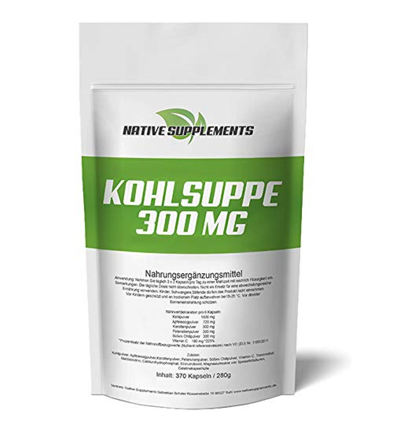 Cabbage Soup Capsules 370 Pieces - Premium 300mg Original Extract with Vitamin C & Parsley - High Dose GMO-Free No Flavors or Dyes - Buy Online on GoSupps.com
