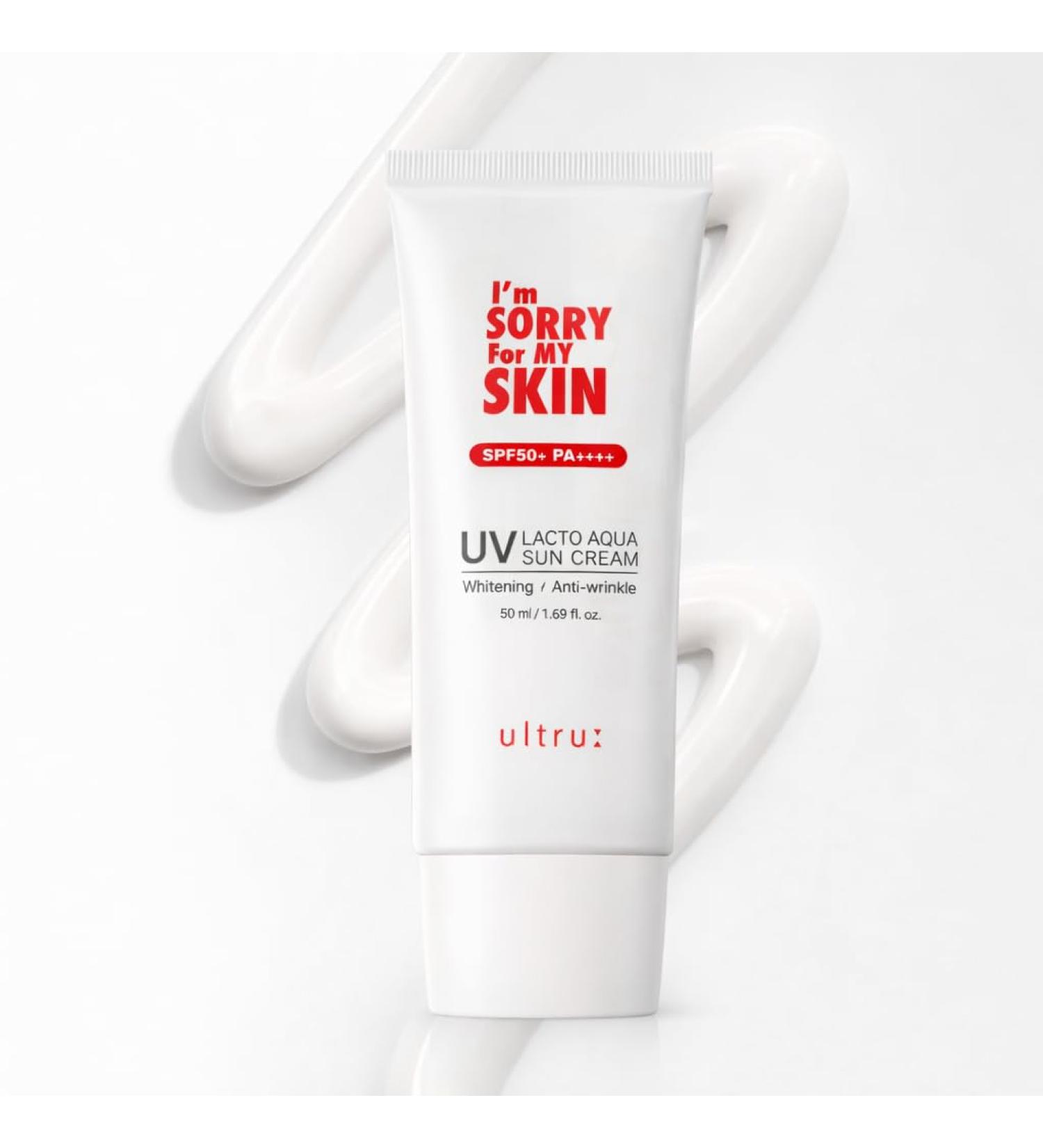 I'M SORRY FOR MY SKIN Lacto Aqua Sun Cream SPF50 Korean Skincare Moisturizing Sunscreen for Face & Body Light Texture Does Not Leave White Marks Suitable for Black Girls Travel Size 1.69 fl oz - Buy Online on GoSupps.com