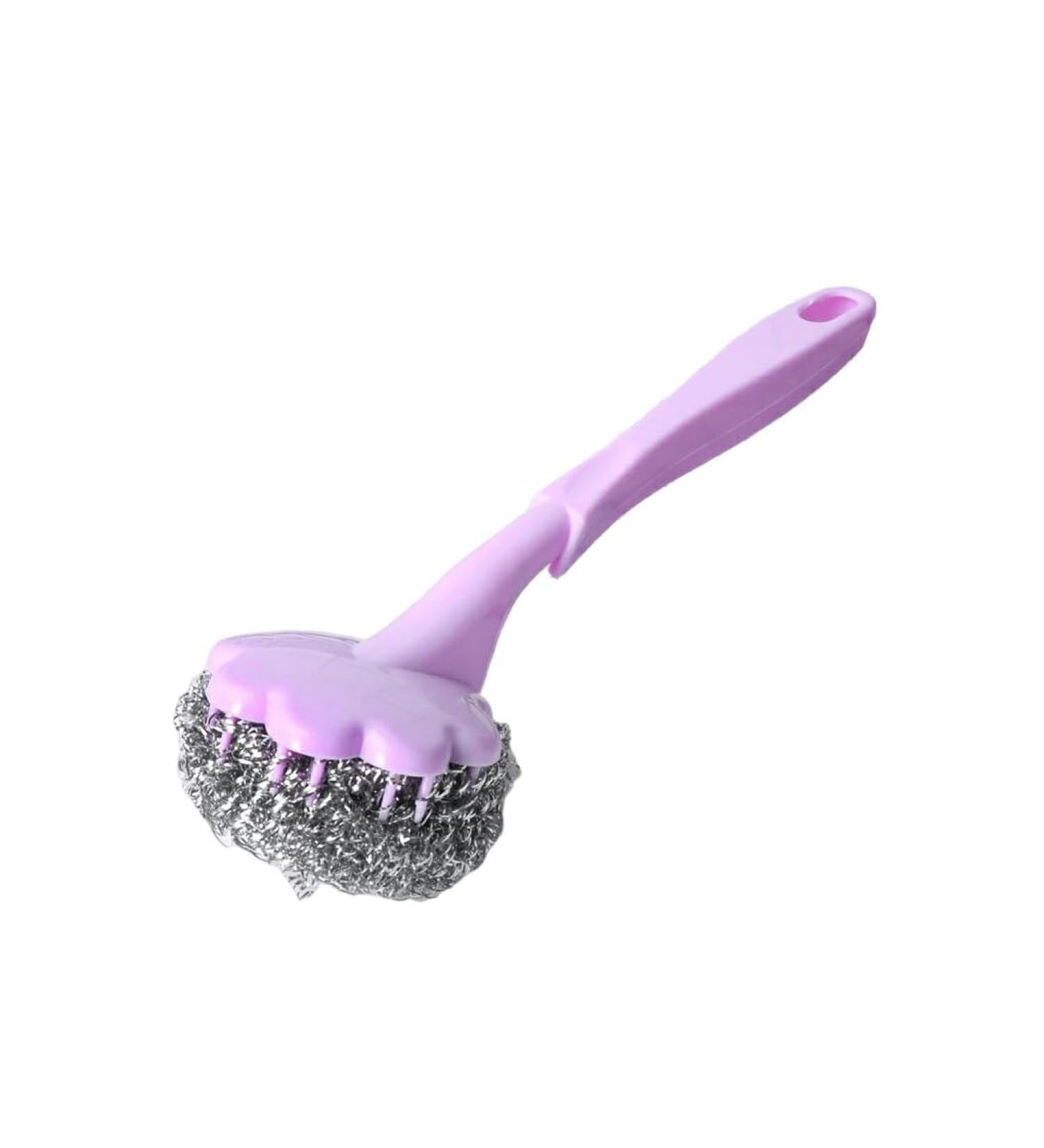 kesurpae ABS Steel Wire Cleaning Brush Portable Long Handle Washable Reusable Household Kitchen Cooking Bench Plate Brushes Purple - Buy Online on GoSupps.com
