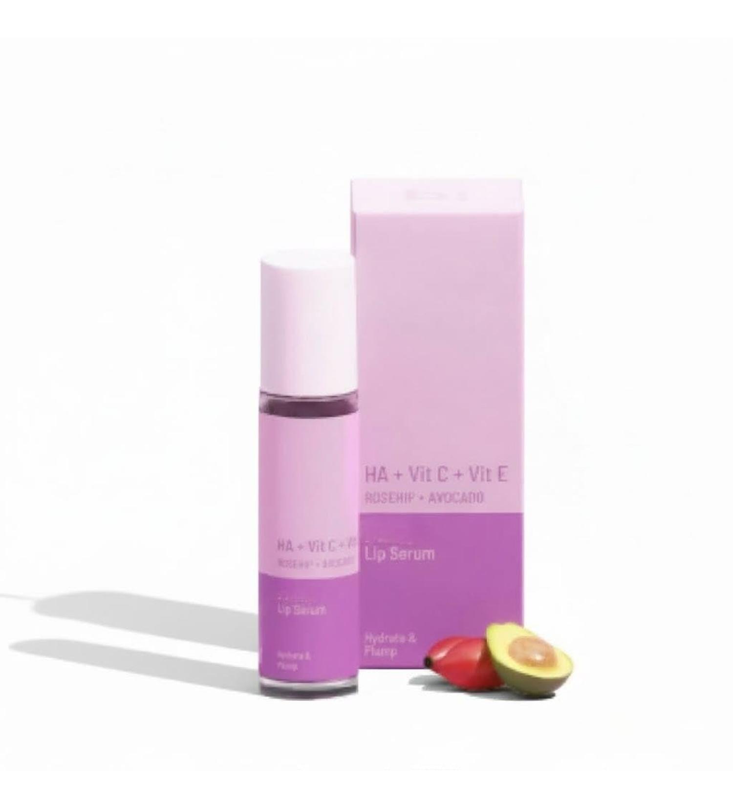 Plump Lip Serum for Lip Plumping Glow & Hydration | with Hyaluronic Acid Vitamin C & Vitamin E from Rosehip & Avocado | Lip Oil Roll-On for Men & Women | 100% Natural 10ml - Buy Online on GoSupps.com