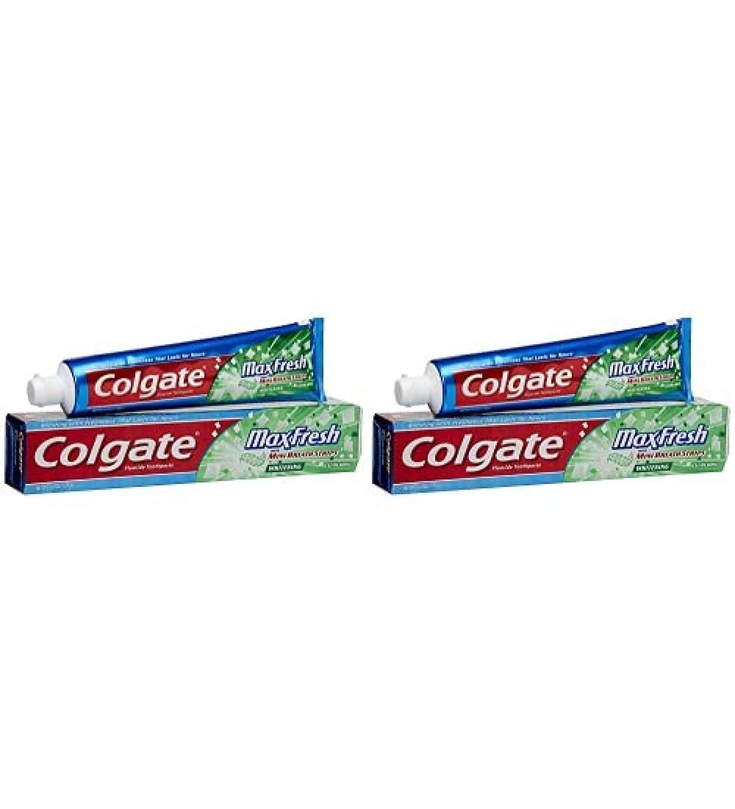 Colgate MaxFresh Whitening With Breath Strips Toothpaste Clean Mint 6 Ounce (Pack of 2)