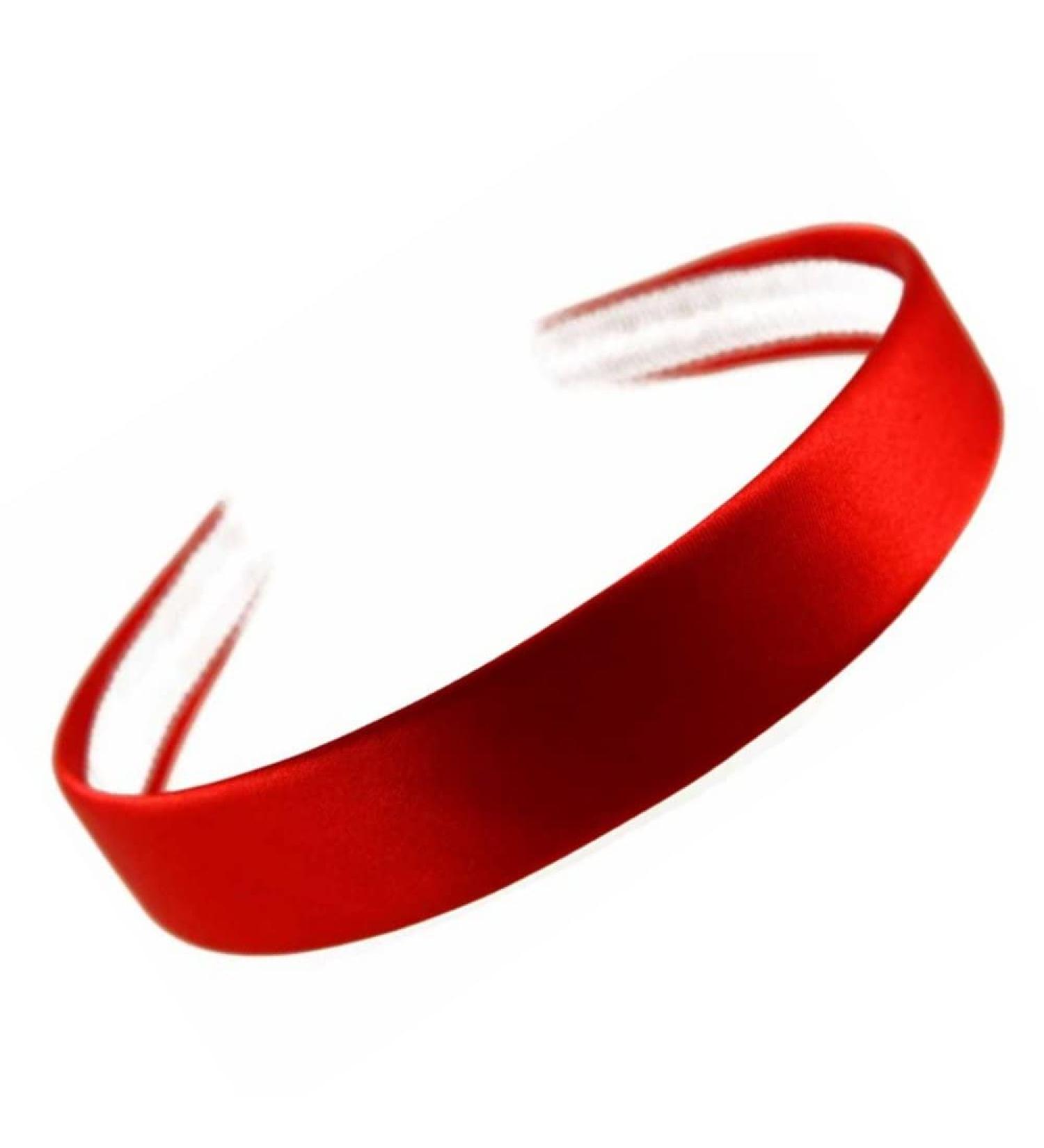 Headband covered with red satin 2.5 cm wide
