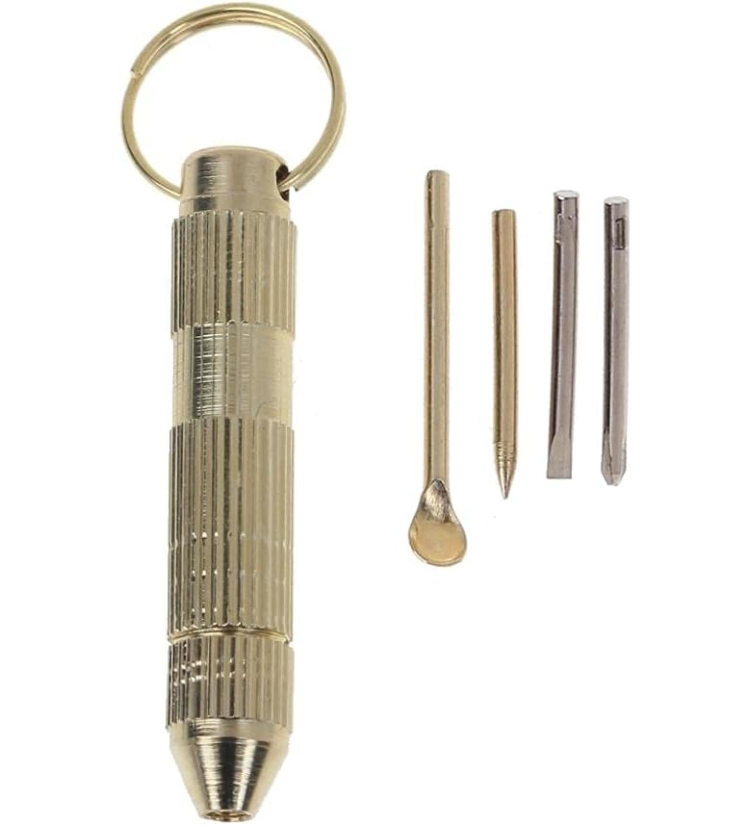 Buy 1Pc Gold 4-in-1 Mini Portable Screwdriver & Ear Care Keychain Kit - Earwax Removal Tools for Health & Household - Buy Online on GoSupps.com
