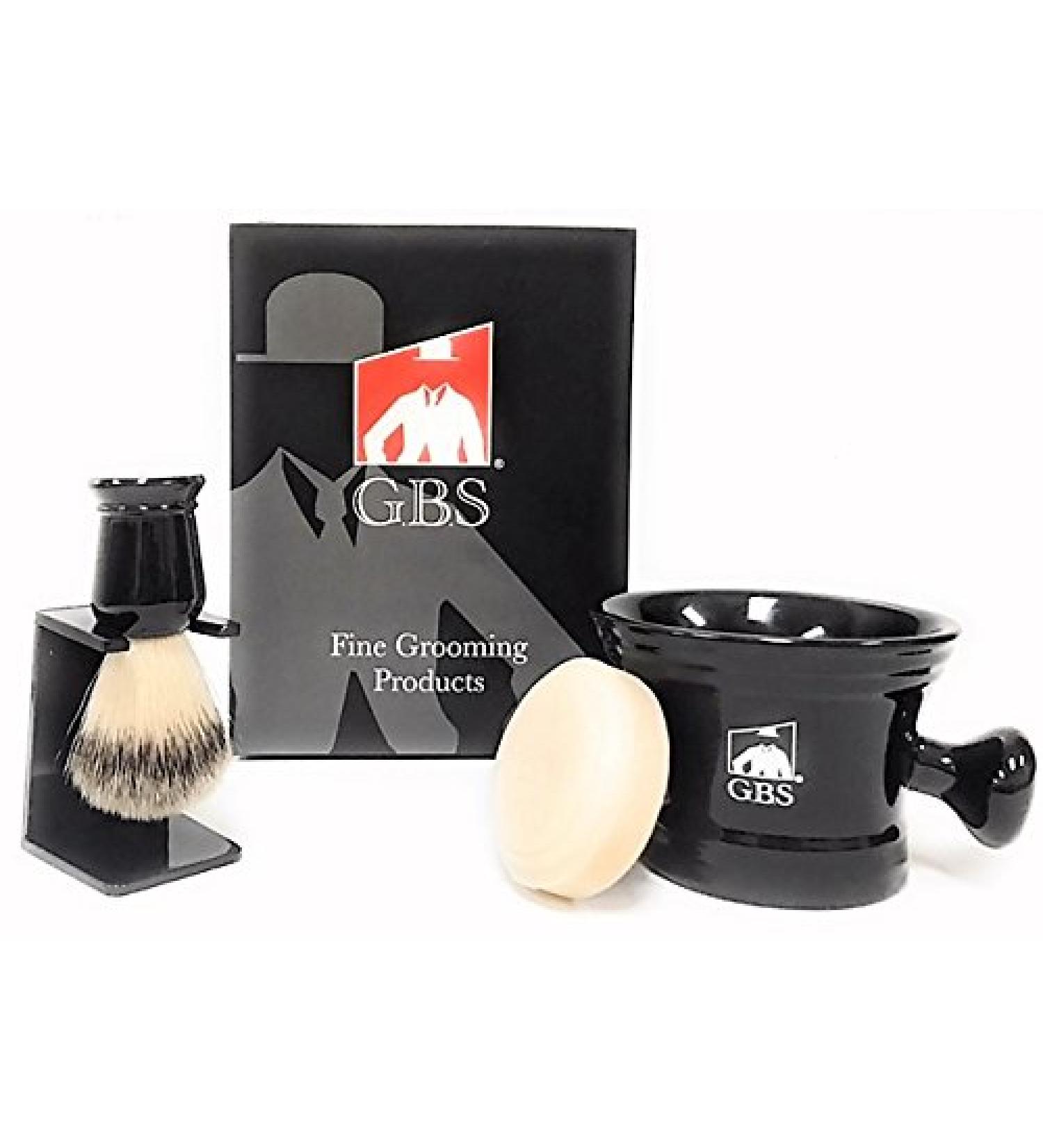 G.B.S Men's Grooming Set: Classic Shaving Soap Mug with Synthetic Animal-Free Shaving Brush + Stand, 97% All Natural Shaving Soap for Men - Buy Online on GoSupps.com
