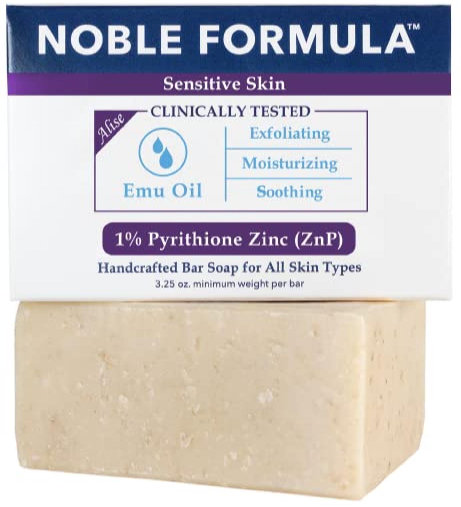 Noble Formula 1% Pyrithione Zinc Emu Oil Bar Soap for Sensitive Skin - 3.25 oz Bar - Buy Online on GoSupps.com