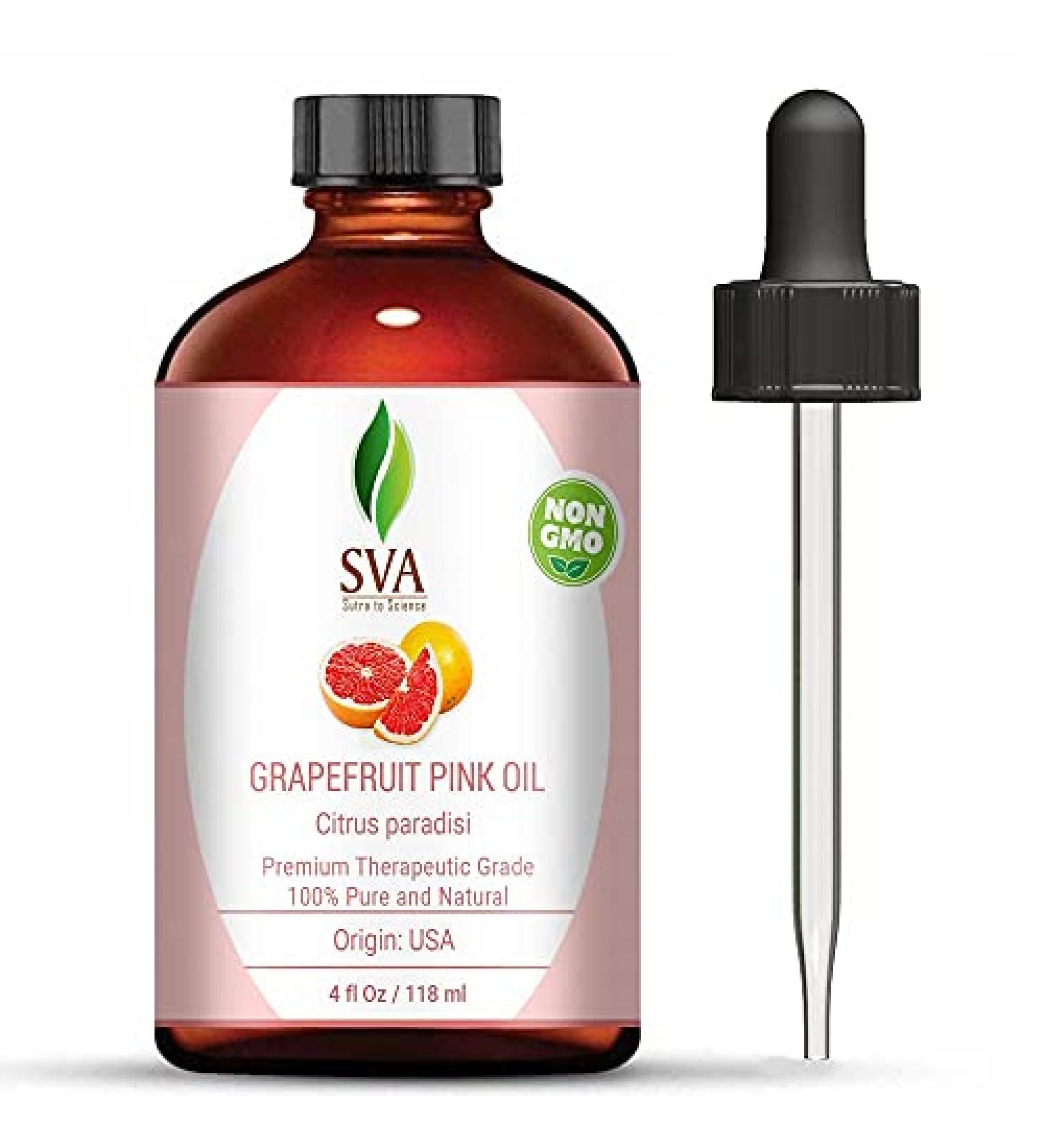 SVA Organics Grapefruit Pink Oil 118ml - 100% Pure & Natural Therapeutic Grade for Skin, Hair, Aromatherapy & Massage - Buy Online on GoSupps.com