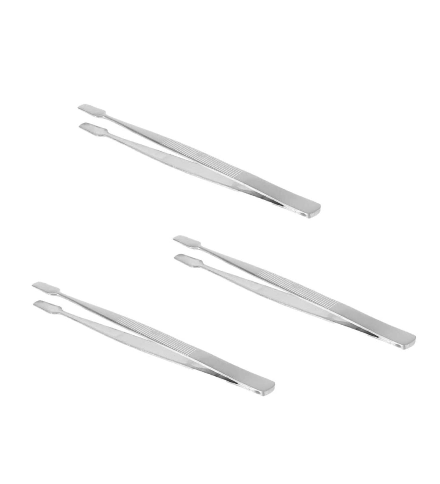 Shop Housoutil 3-Part Stainless Steel Tweezers Set - Professional Eyelash Tools for Extensions Makeup & Coin Stamping - 11cm Silver - Buy Online on GoSupps.com