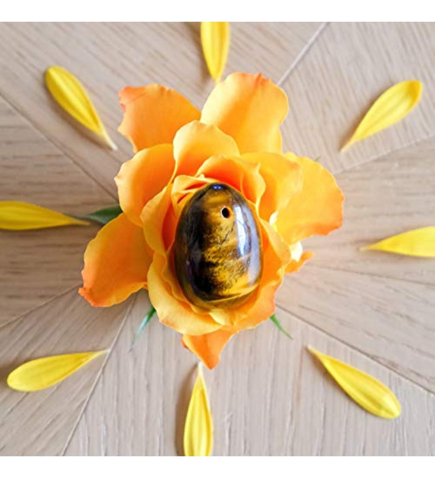 Yoni egg made of tiger eye-medium-drilled